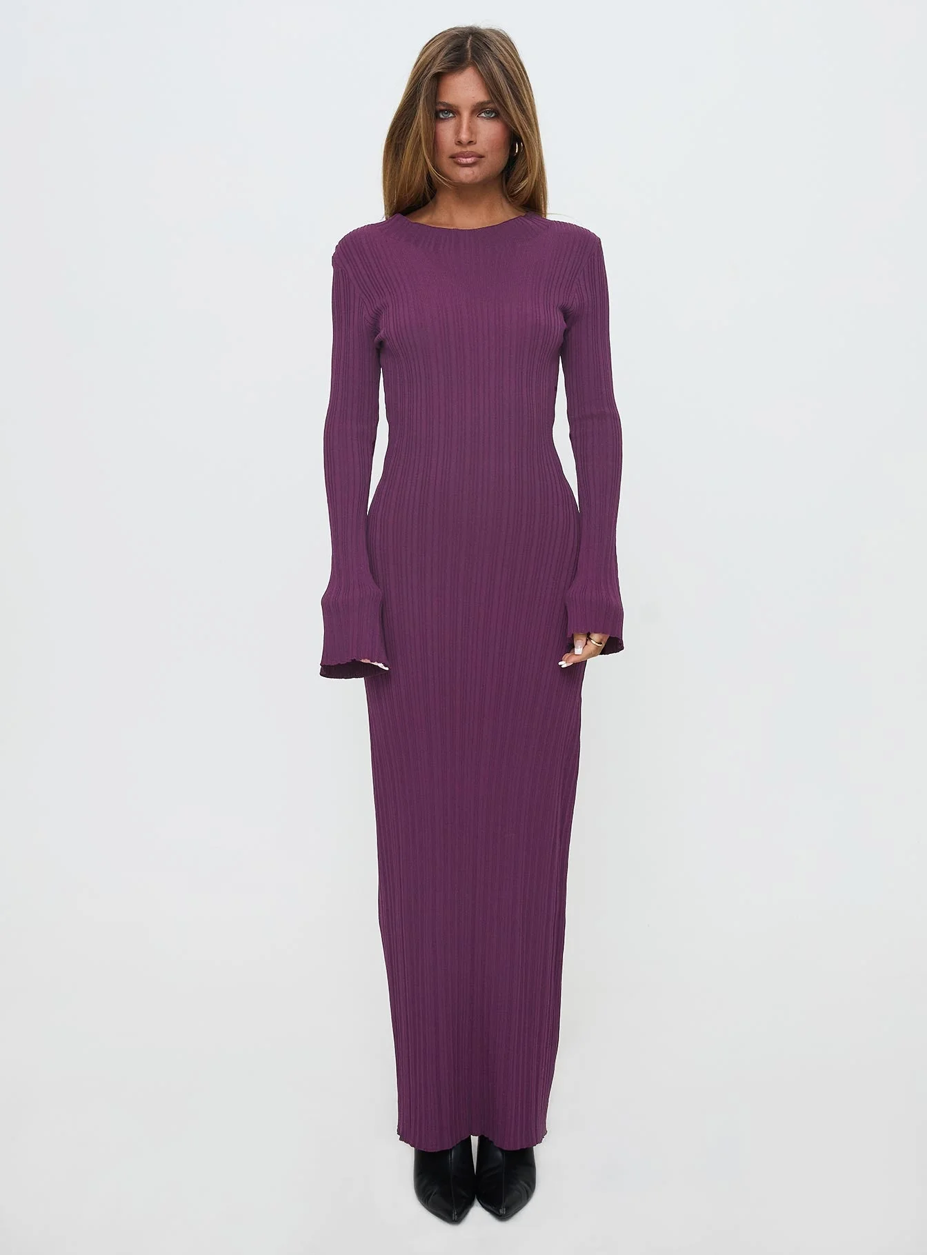 Tesley Long Sleeve Maxi Dress Burgundy - Image 6
