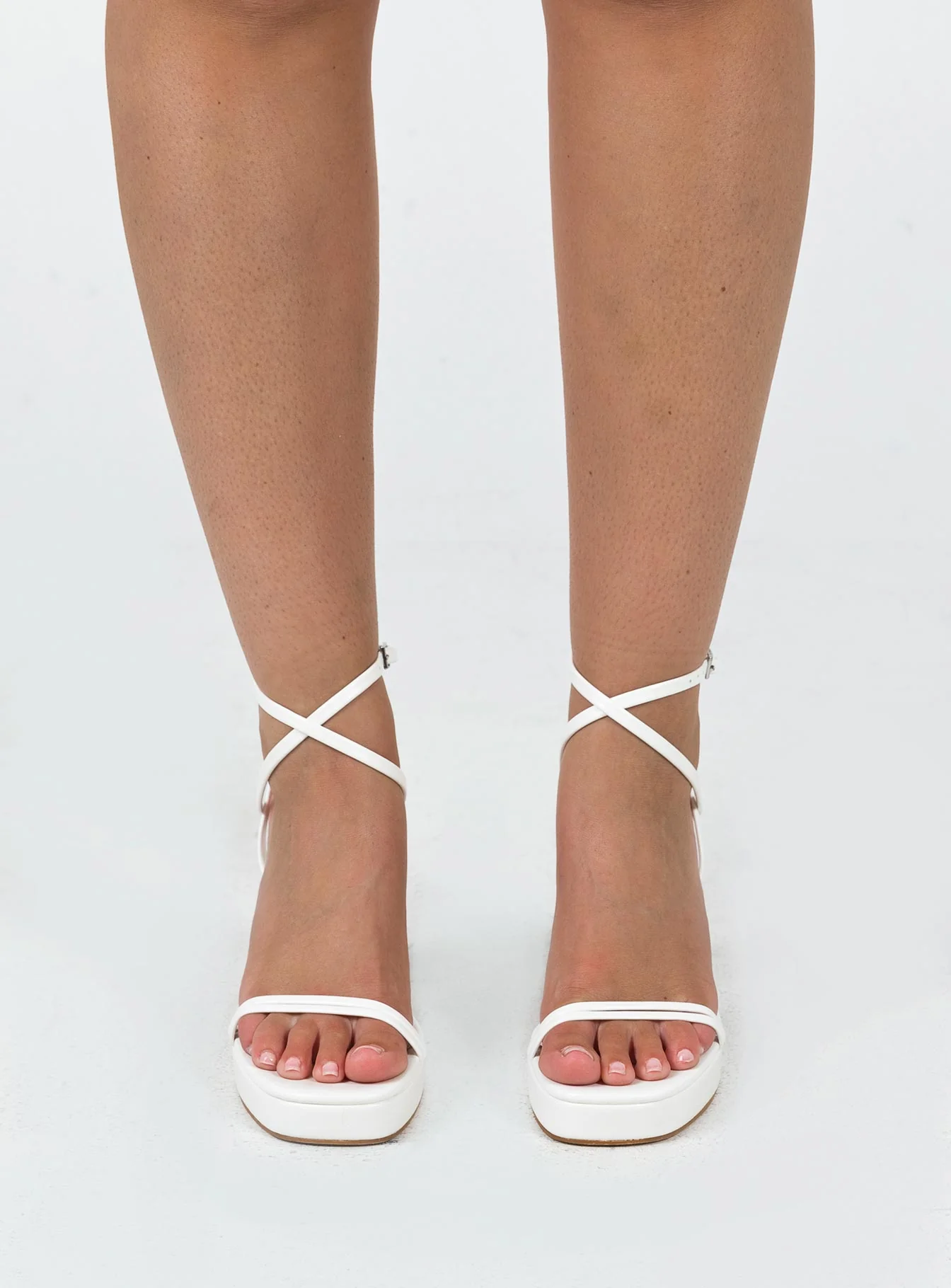 Tessie Ankle Strap Heels Matte White - Image 2