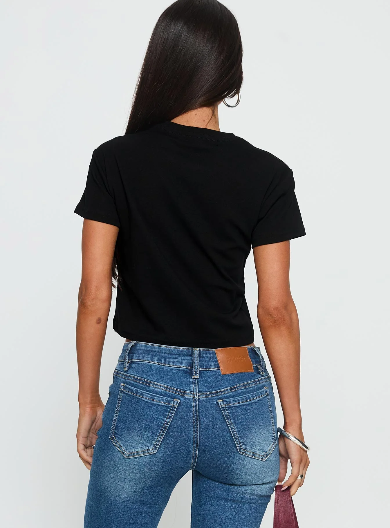 Text, Don't Call Shimmer Graphic Top Black - Image 5