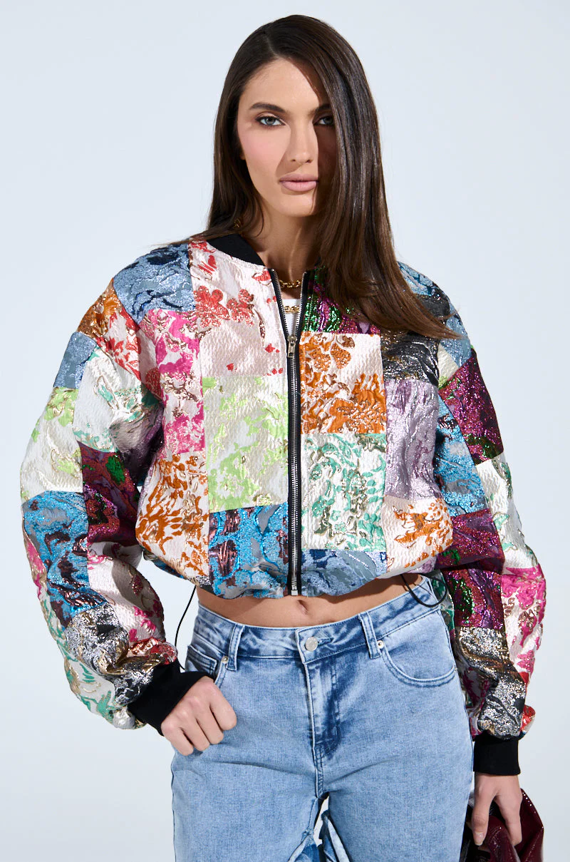 THAT GIRL PATCHWORK BROCADE BOMBER - Image 2
