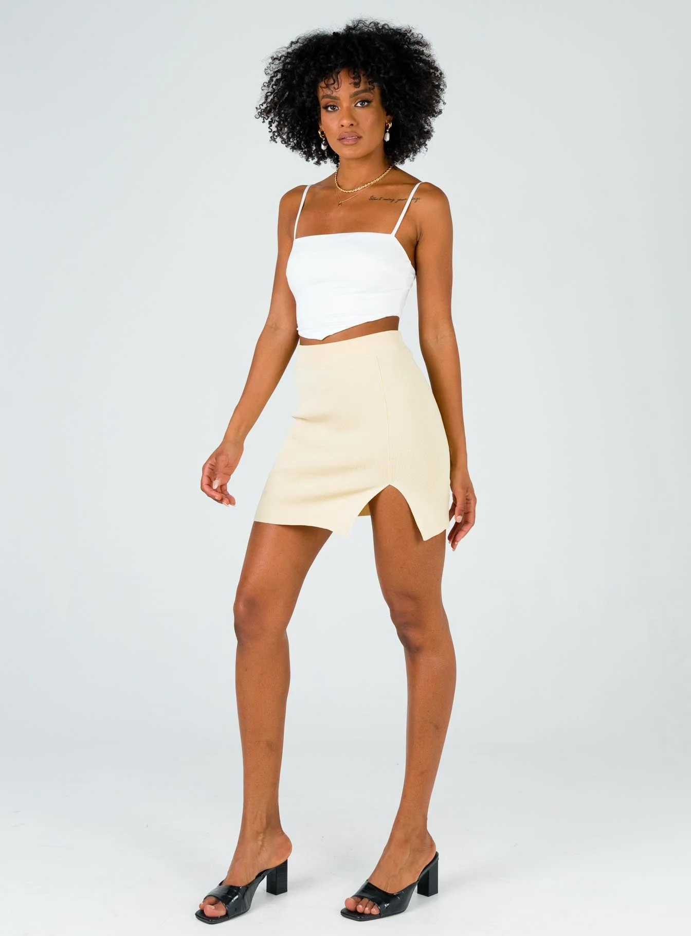 The Lola Mini Skirt Ecru - Image 3