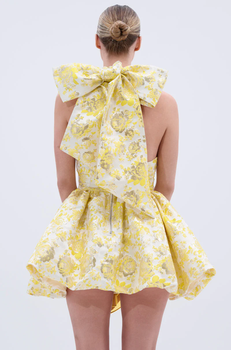 THE TOPIC AND TOP PICK BROCADE MINI DRESS IN YELLOW - Image 4