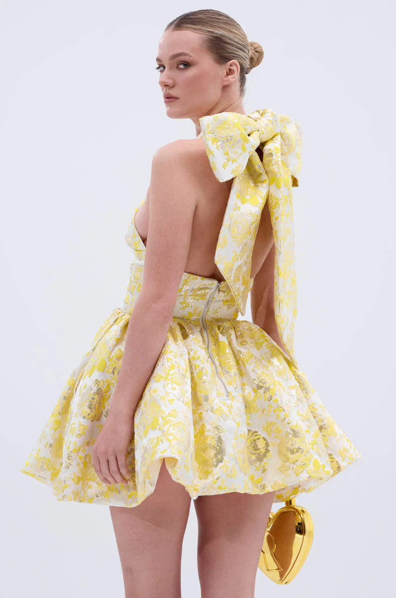 THE TOPIC AND TOP PICK BROCADE MINI DRESS IN YELLOW - Image 5