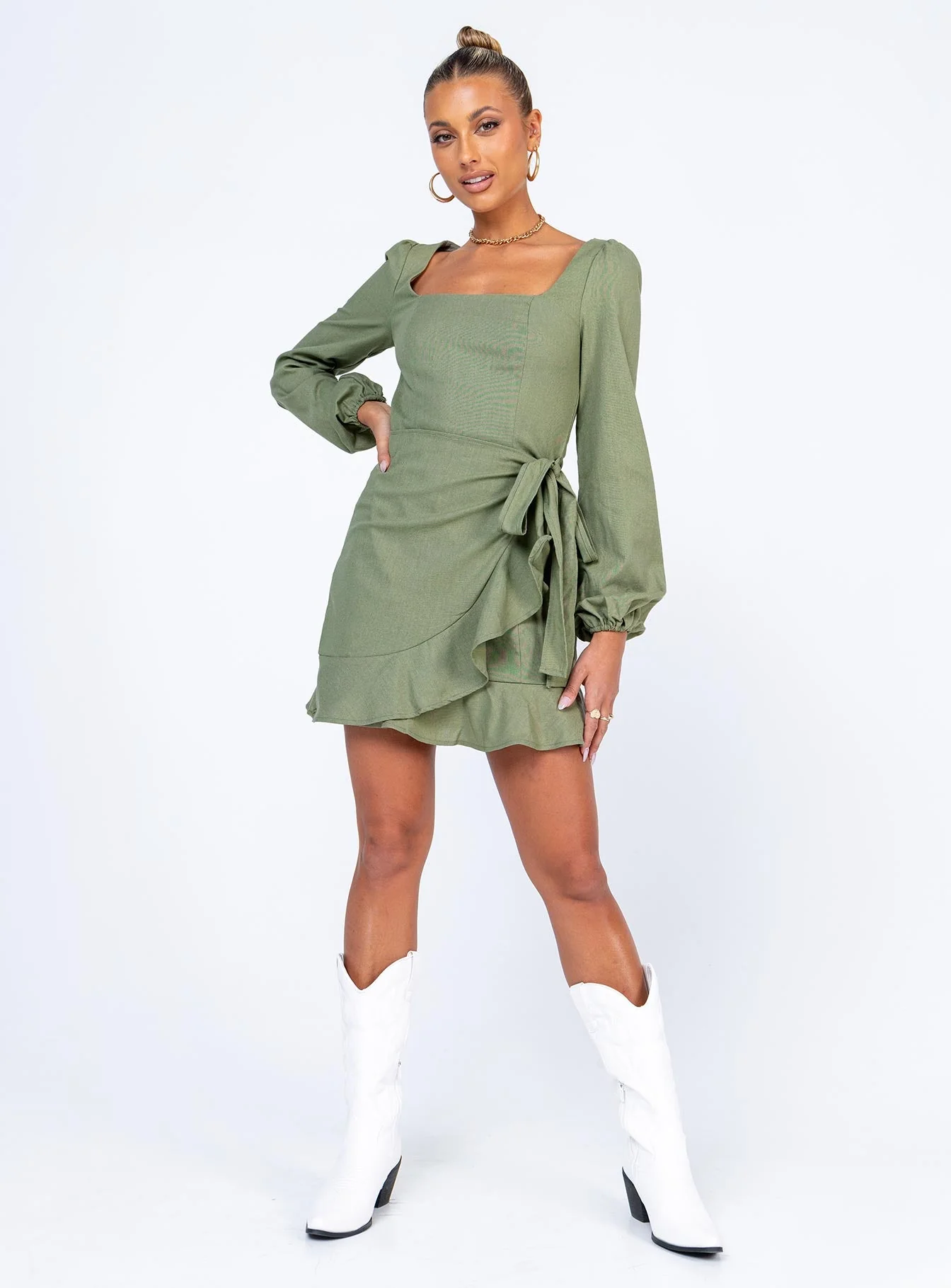 The Villa Mini Dress Green - Image 3