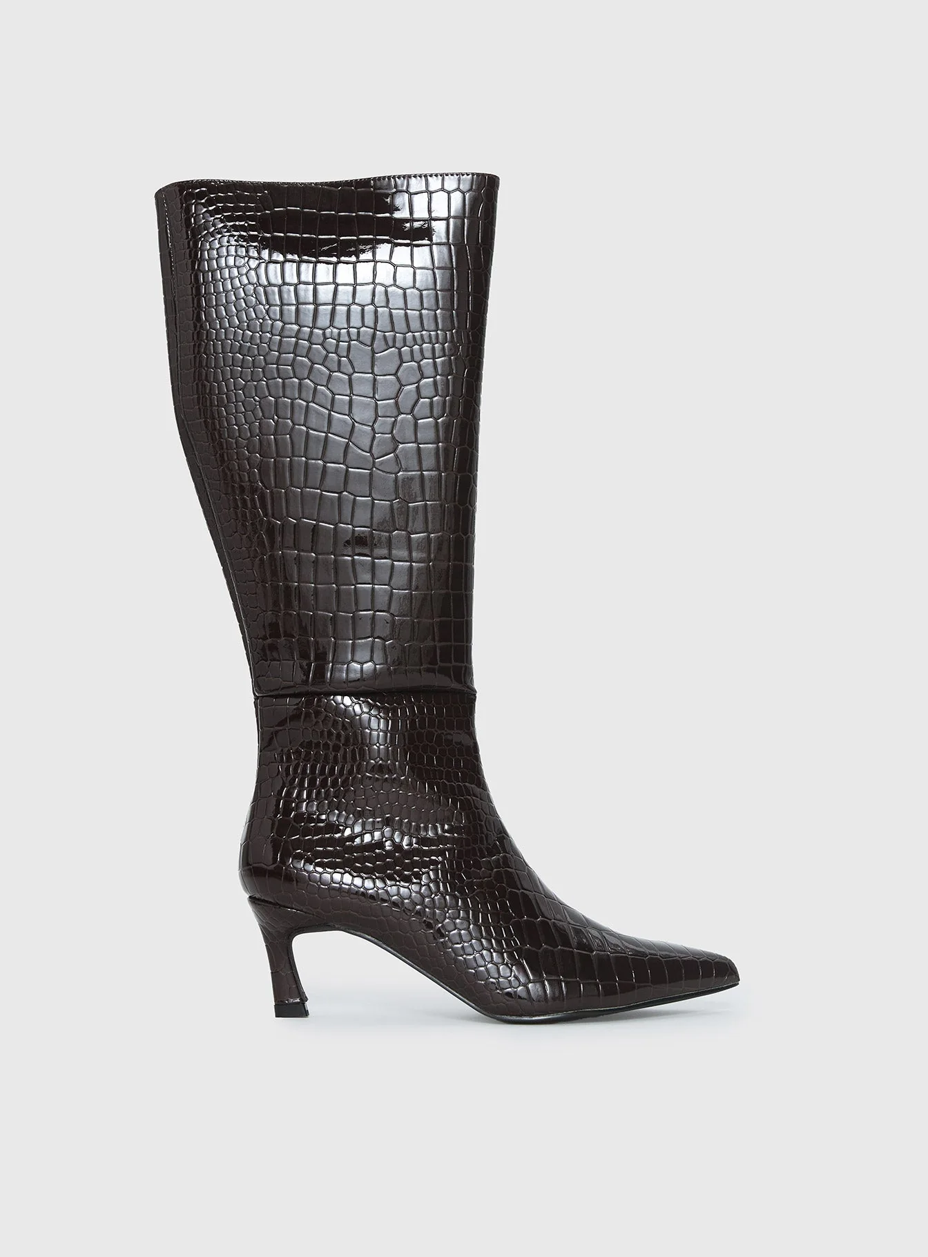 Therapy Dove Knee High Boots Chocolate Croc - Image 2
