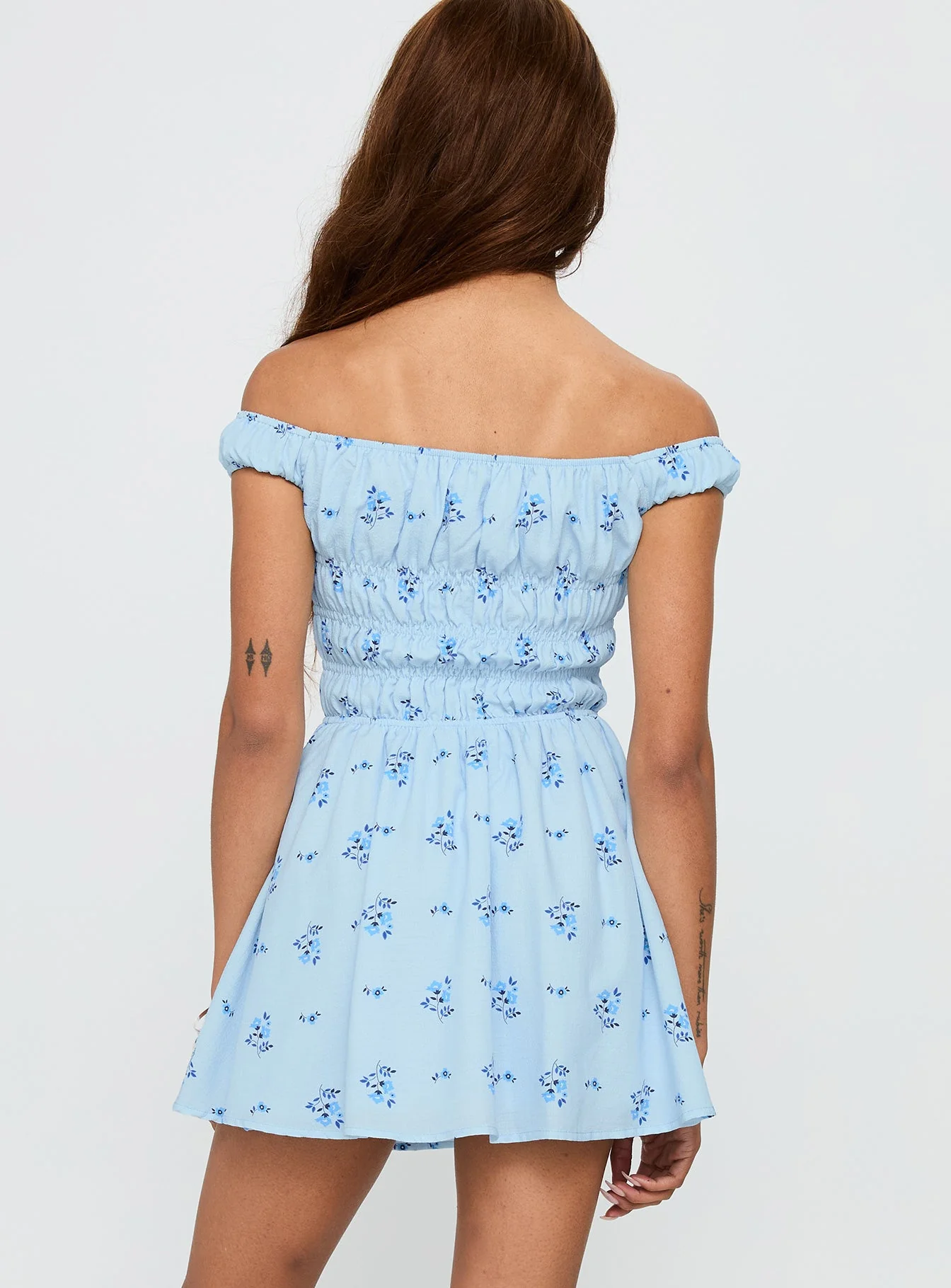 These Are The Days Shirred Mini Dress Blue Multi - Image 5