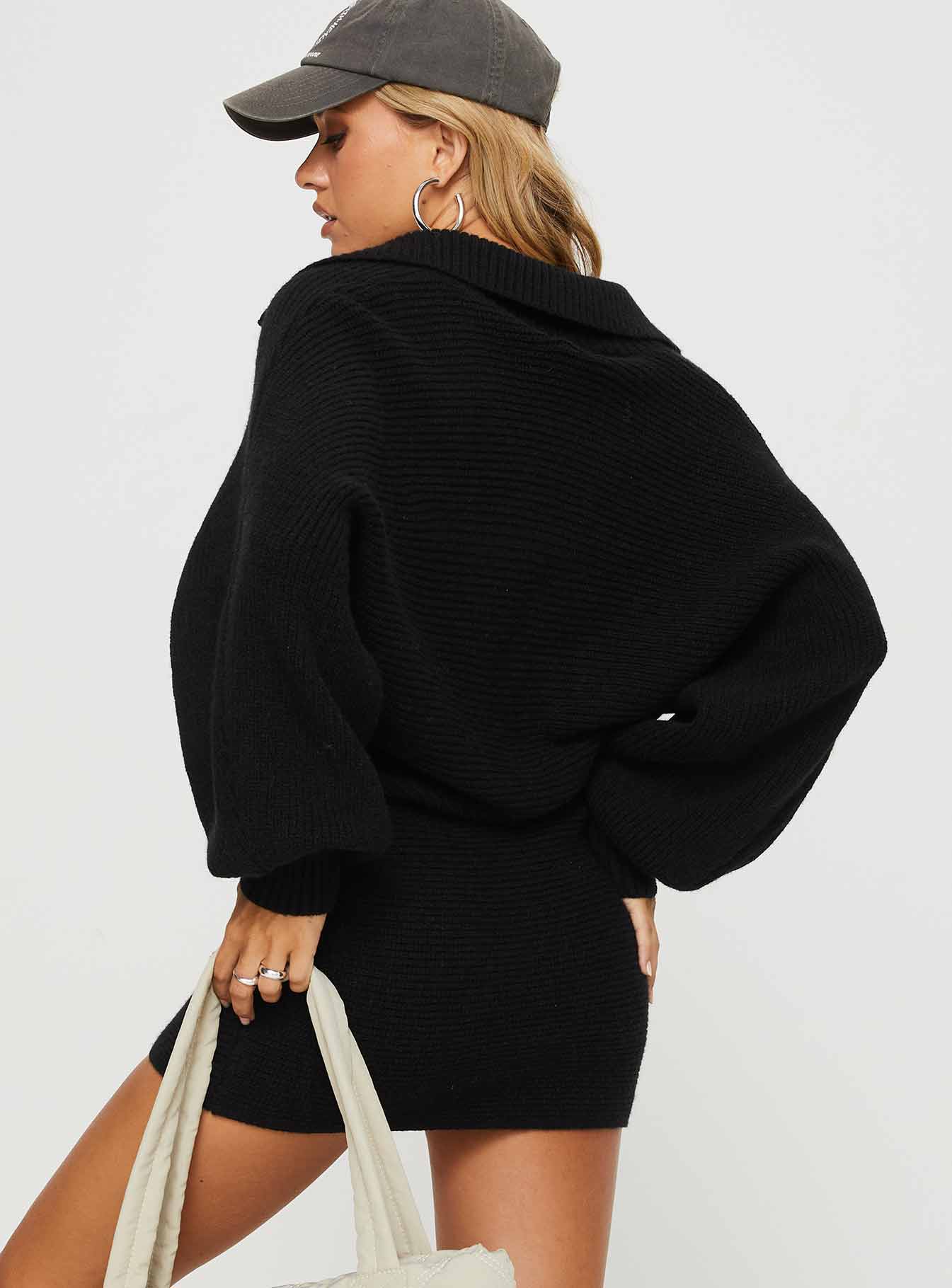 Thorelle Sweater Mini Dress Black - Image 5