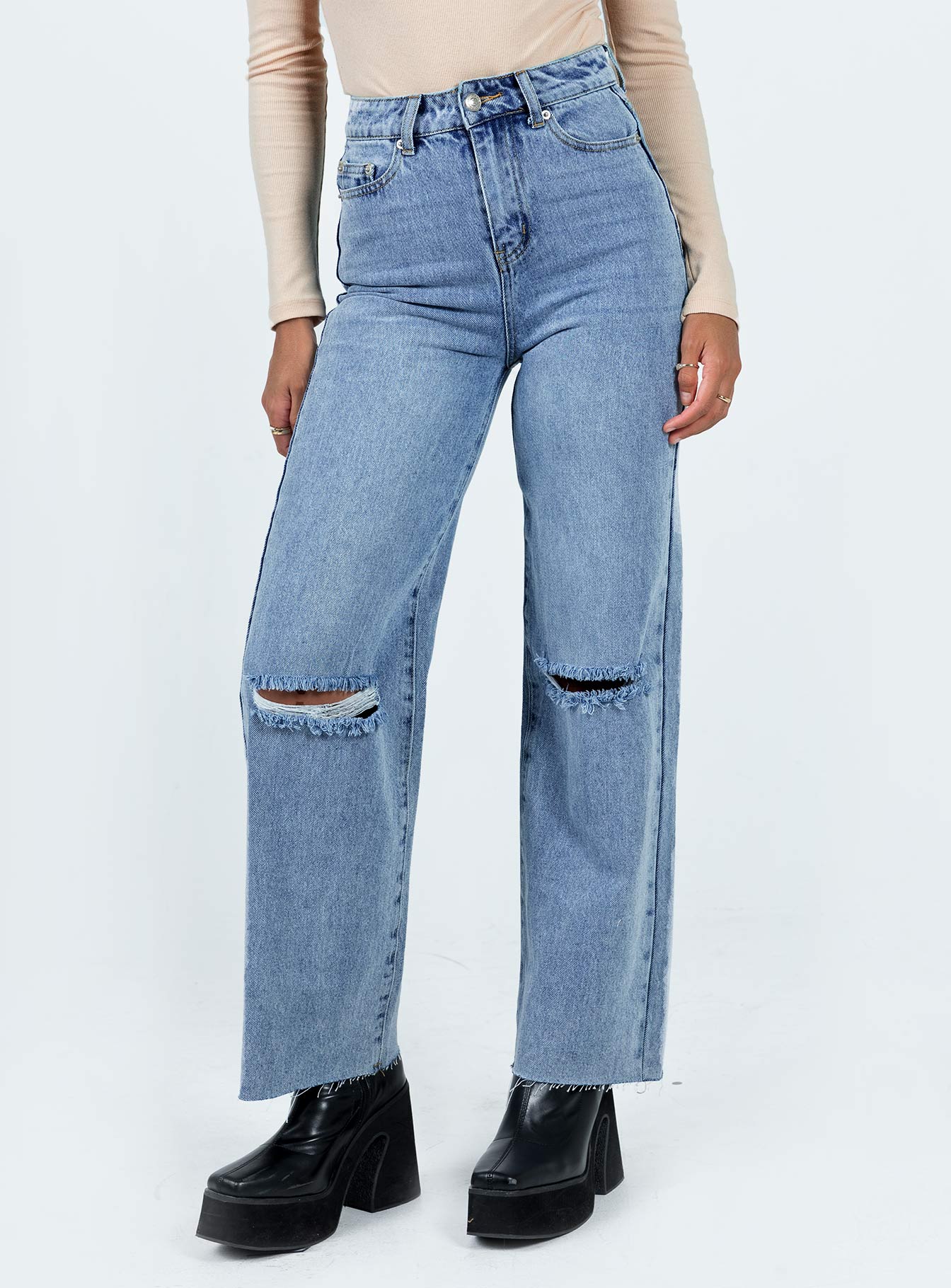 Thorne High Rise Straight Leg Jeans Denim - Image 2