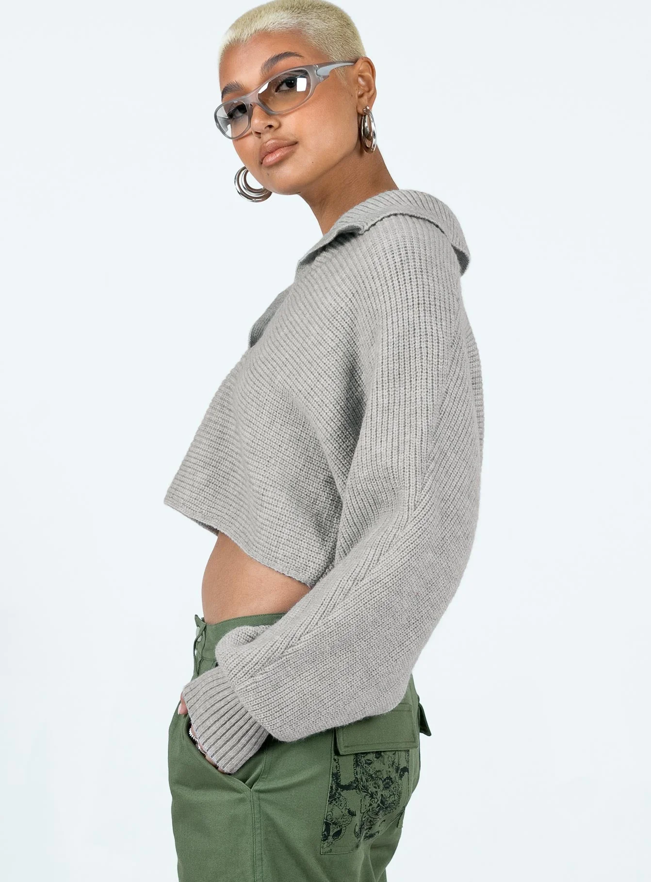 Tiara Cropped Sweater Grey - Image 4