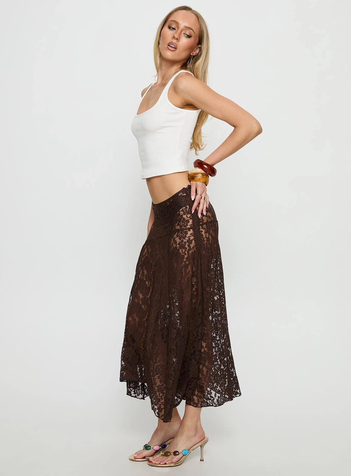Tidal Midi Skirt Chocolate - Image 4