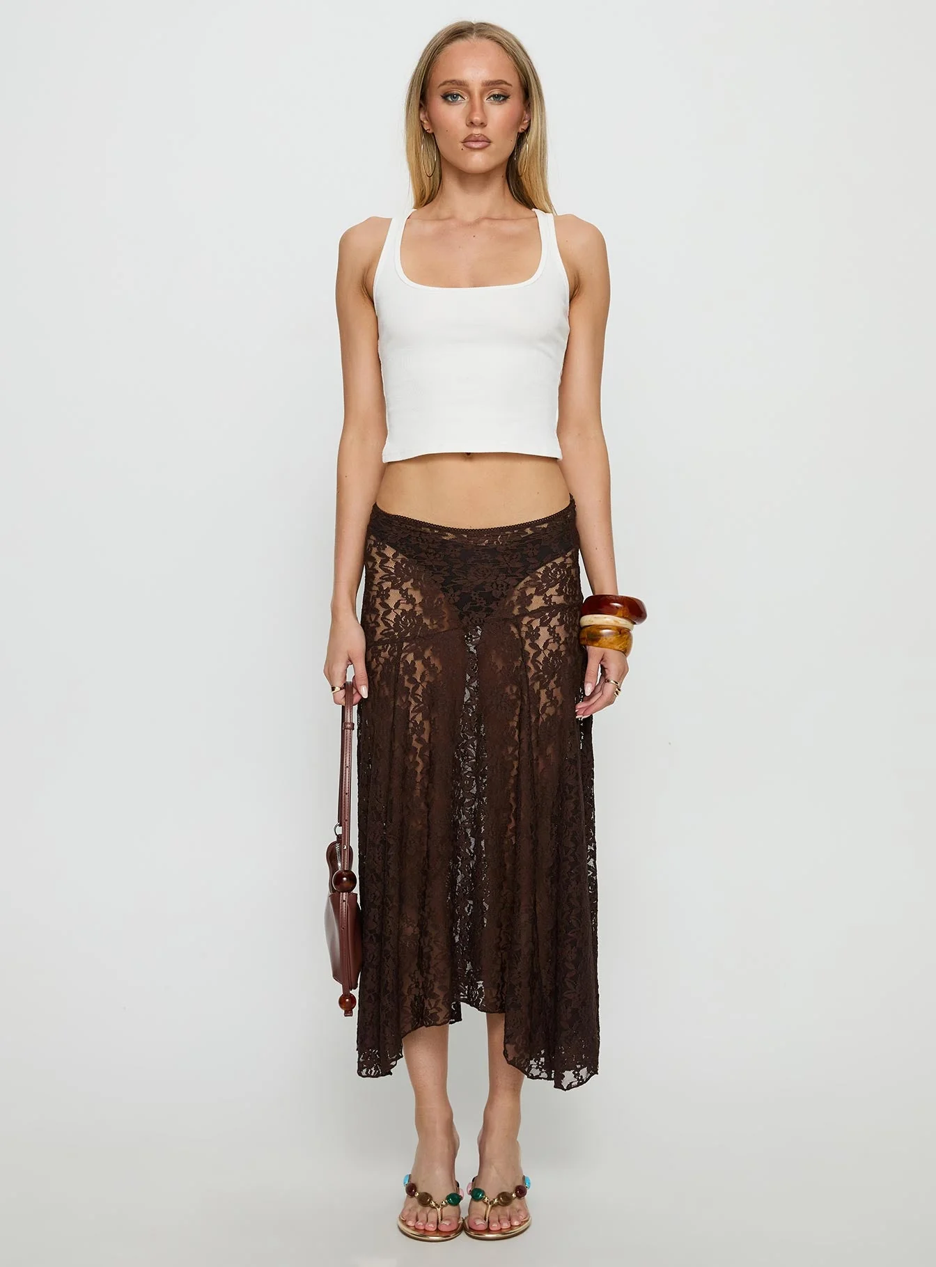 Tidal Midi Skirt Chocolate - Image 7