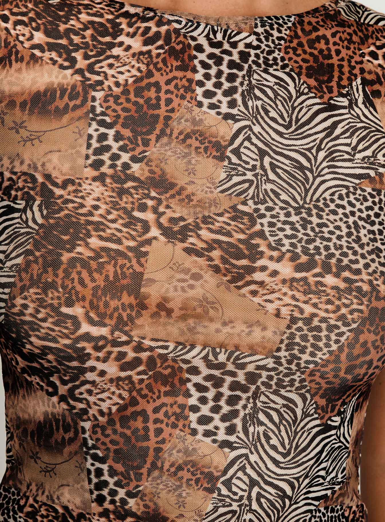 Tied In Short Sleeve Top Leopard - Image 6