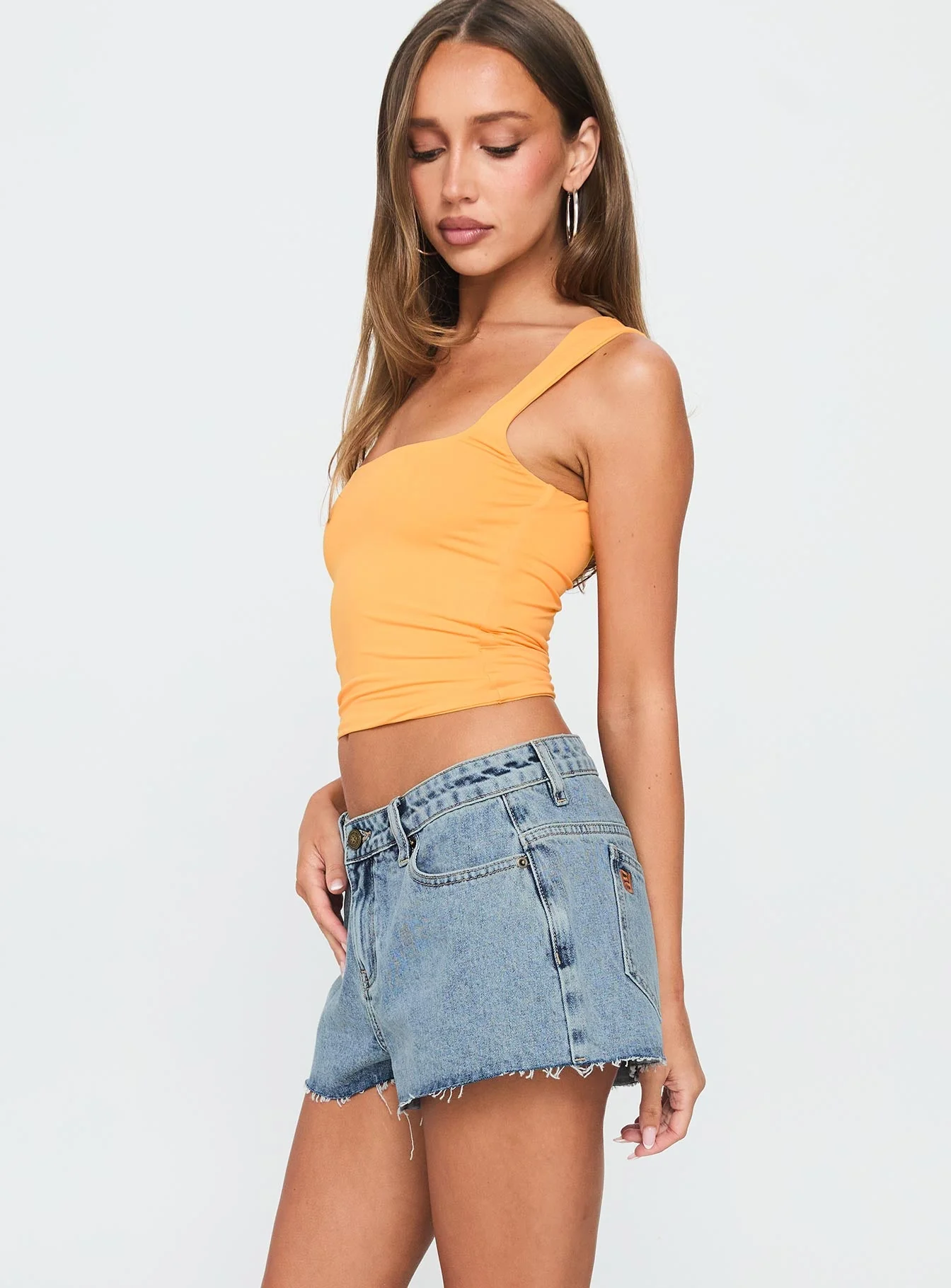 Tilted Denim Mini Short Mid Wash - Image 3