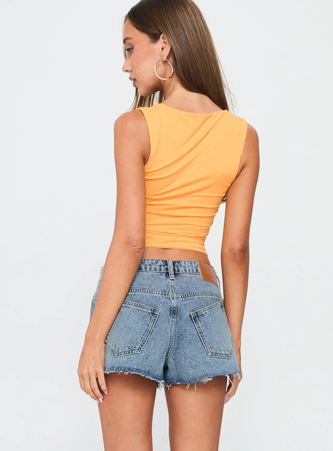 Tilted Denim Mini Short Mid Wash - Image 4