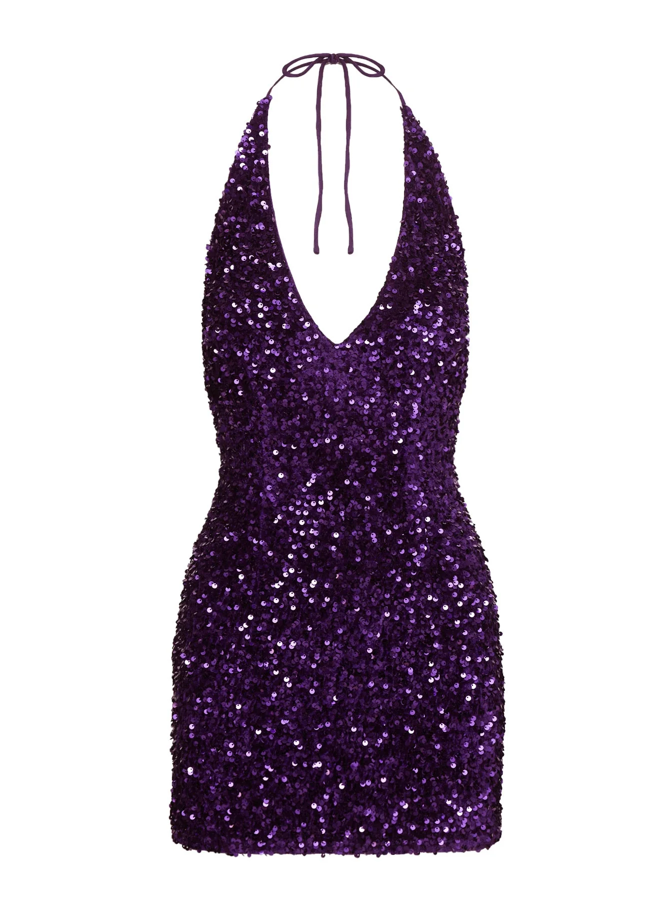 Time Of Your Life Plunge Halter Mini Dress Purple - Image 5