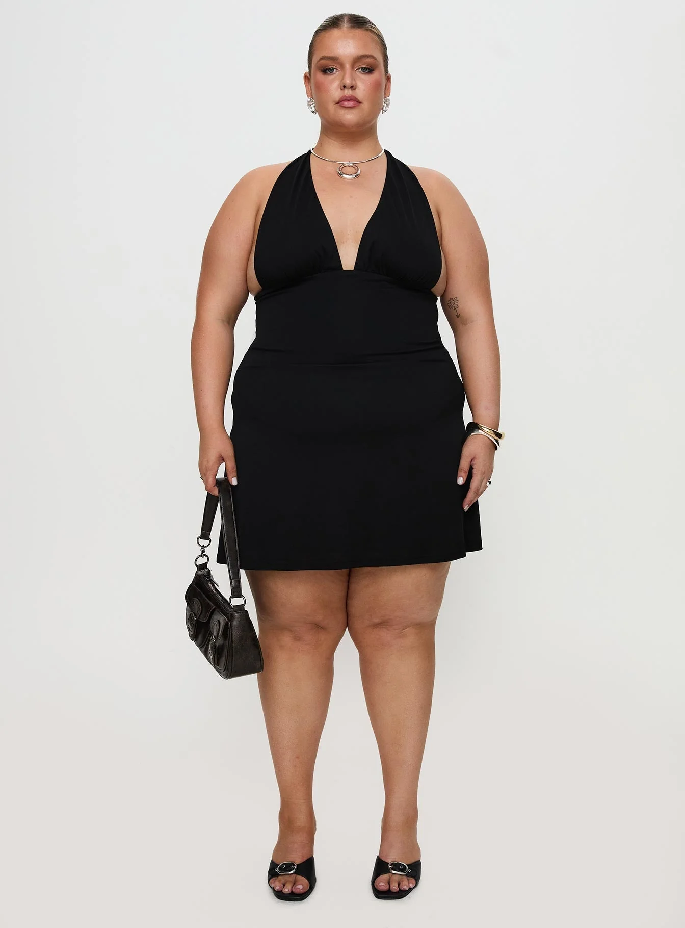 Tinisie Halter Mini Dress Black Curve - Image 7