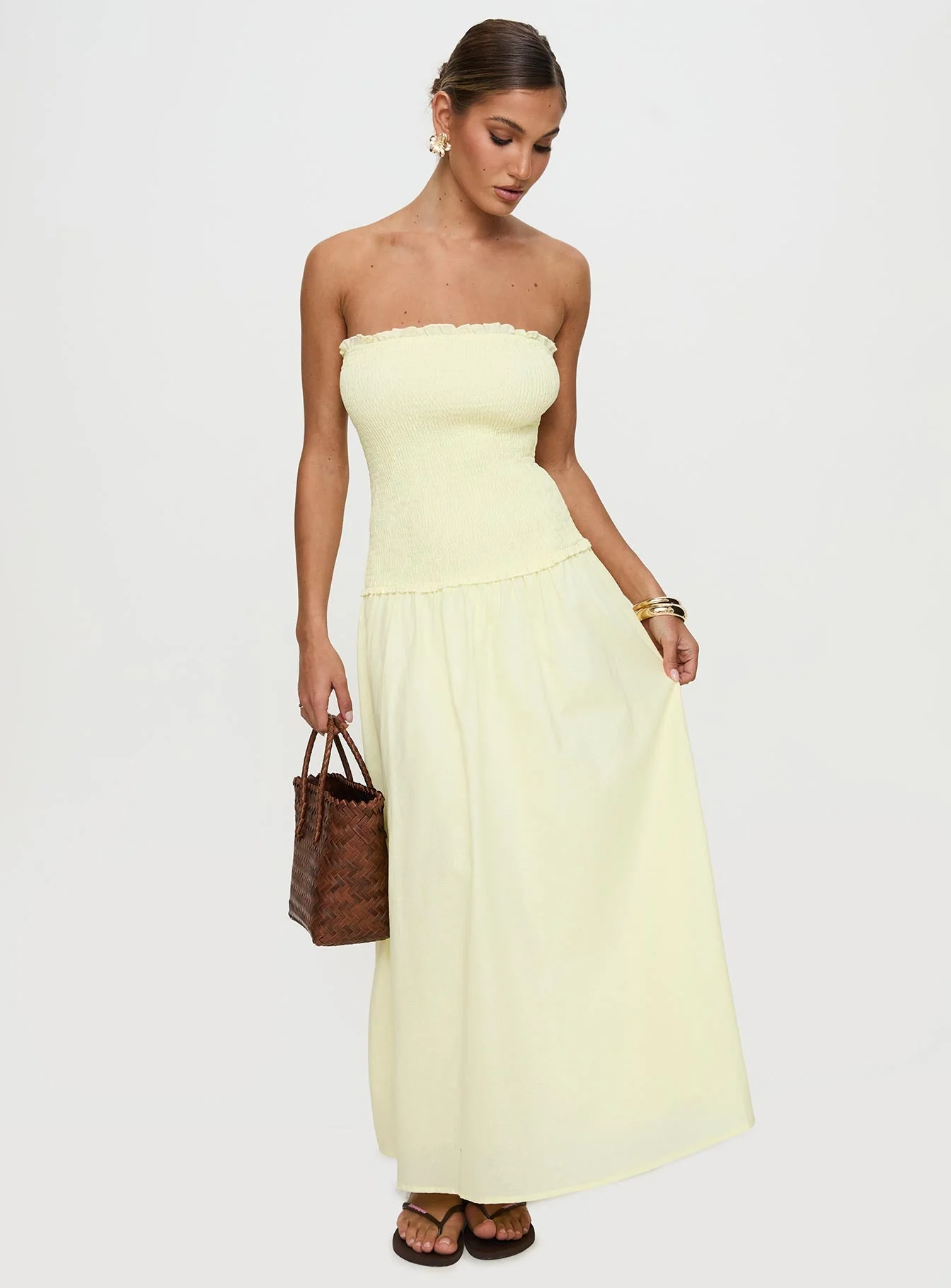 Tinsie Strapless Maxi Dress Yellow - Image 3