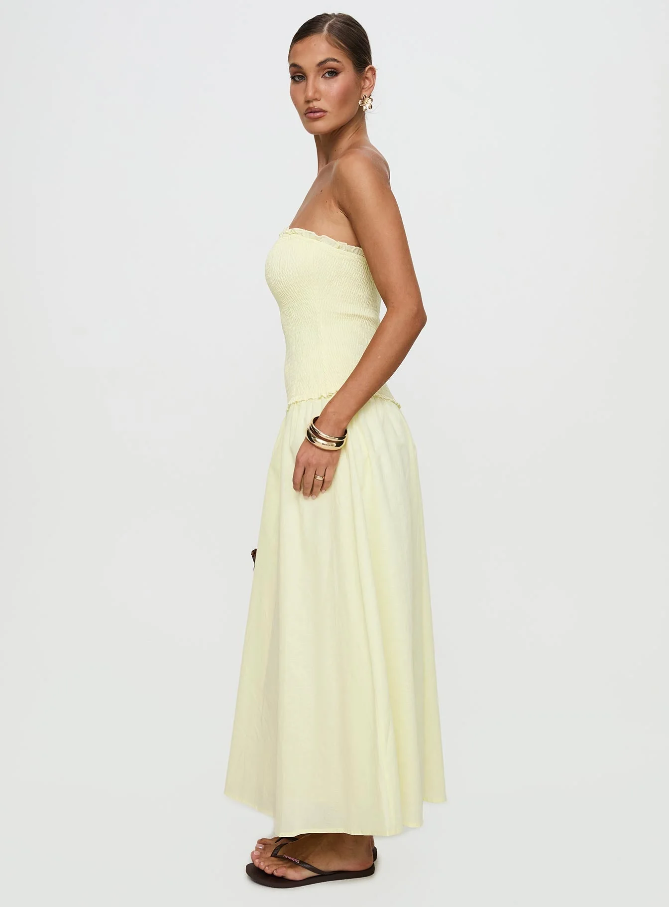 Tinsie Strapless Maxi Dress Yellow - Image 4