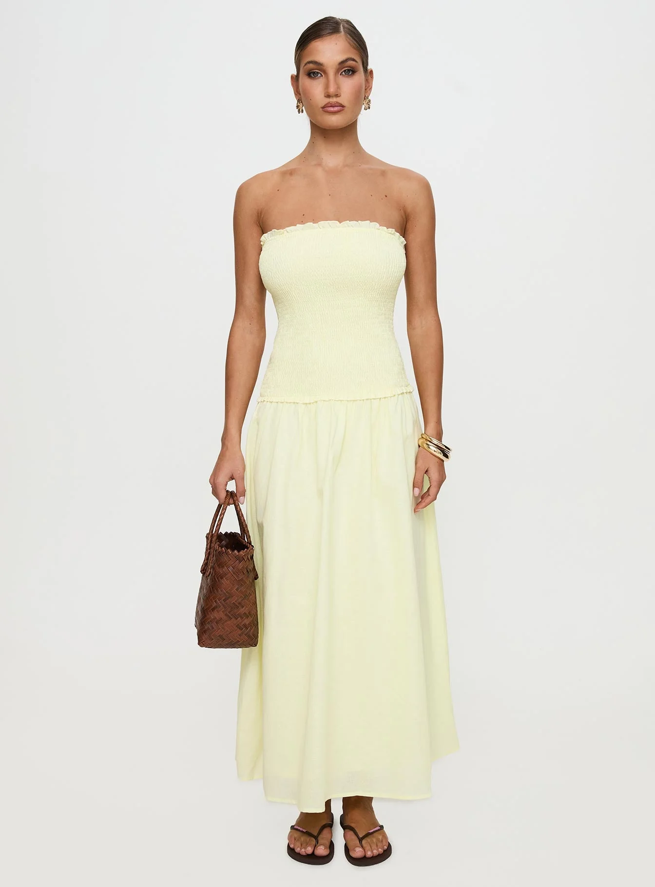 Tinsie Strapless Maxi Dress Yellow - Image 7