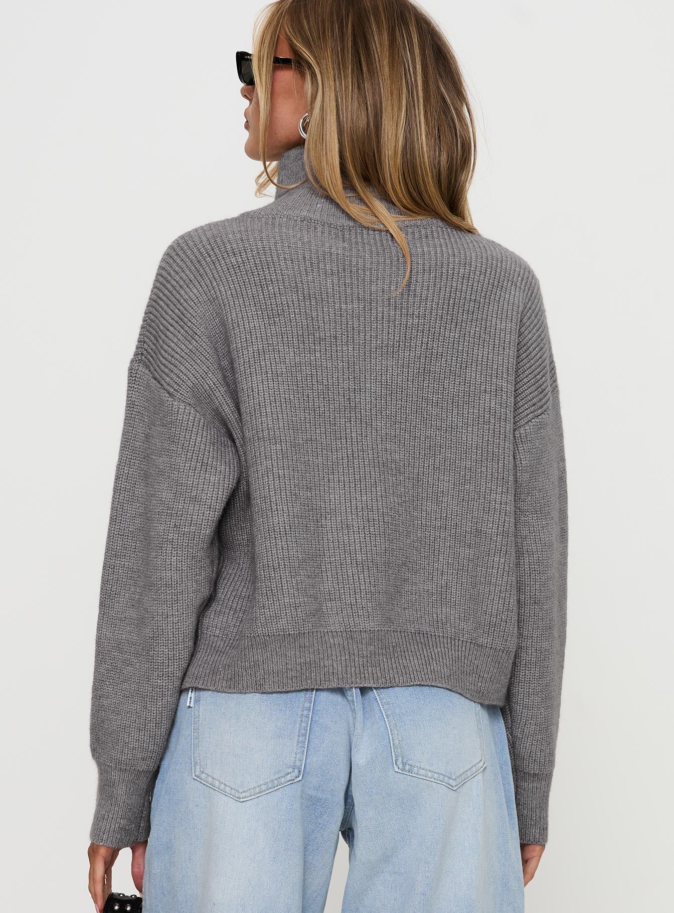 Too Busy Zip Up Sweater Grey - Image 5