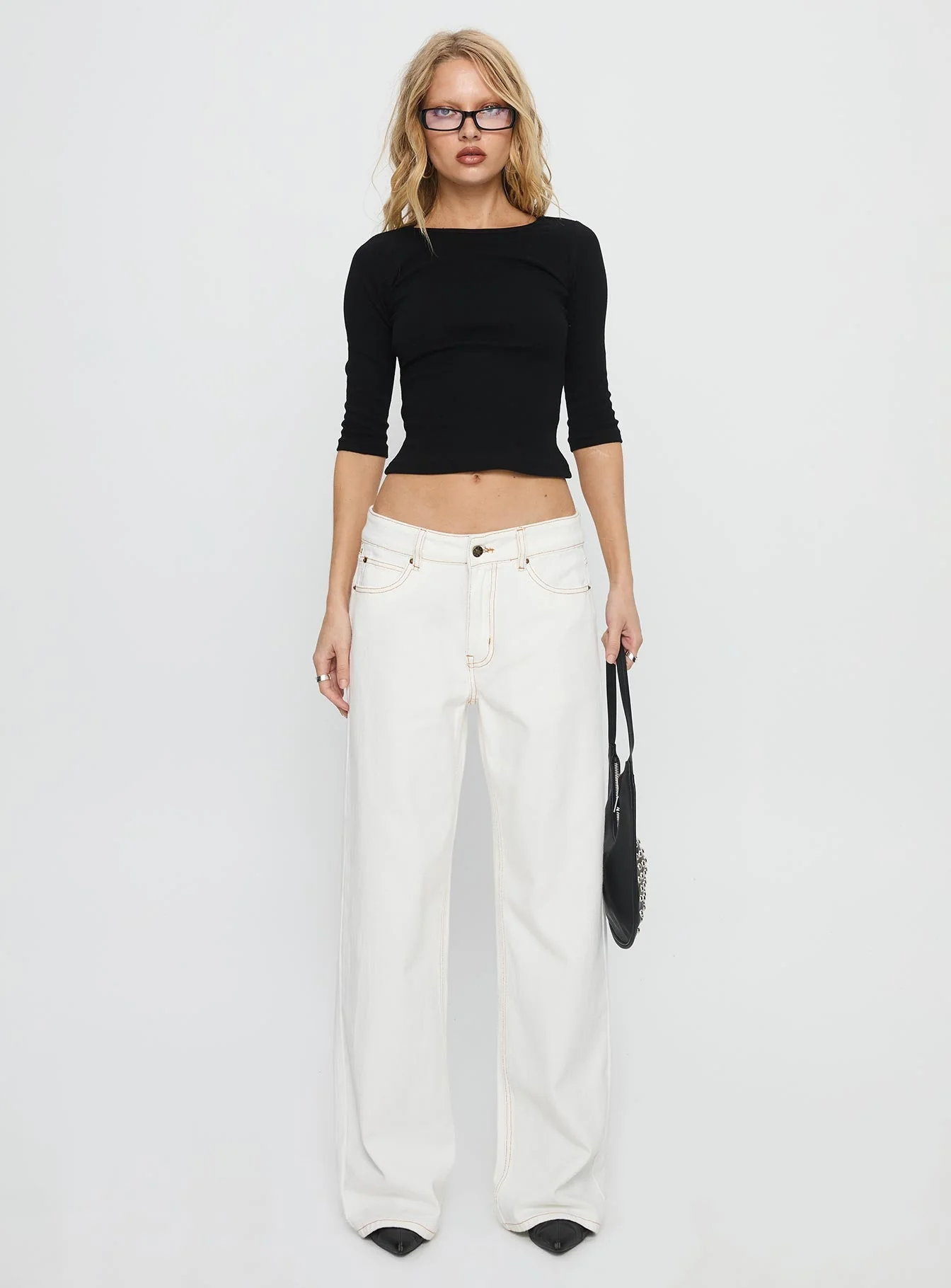 Top Model Low Rise Straight Leg Jeans Porcelain - Image 7