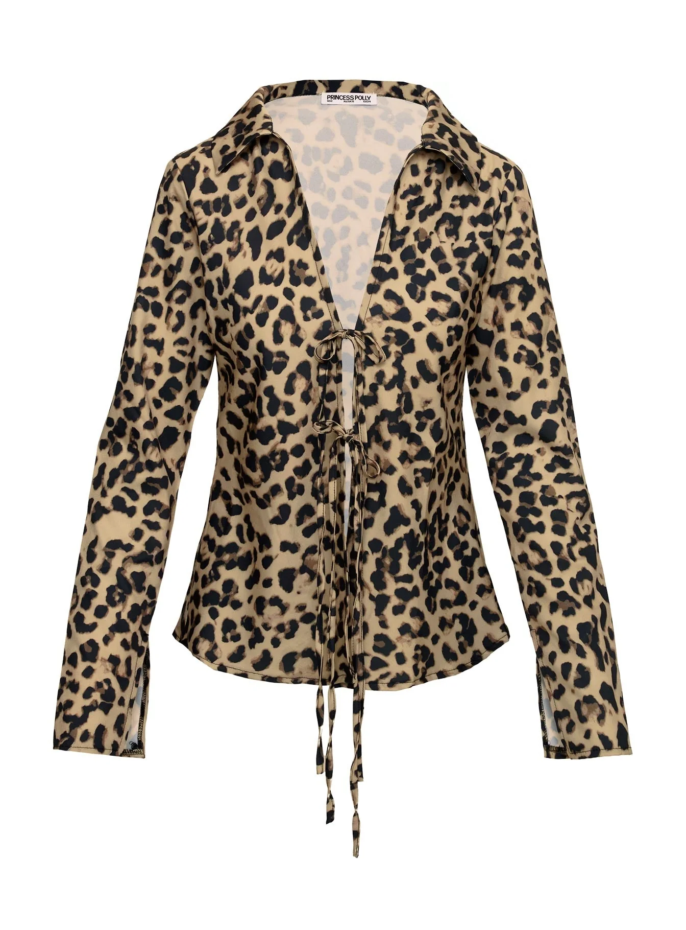 Toriah Long Sleeve Tie Up Top Leopard - Image 5