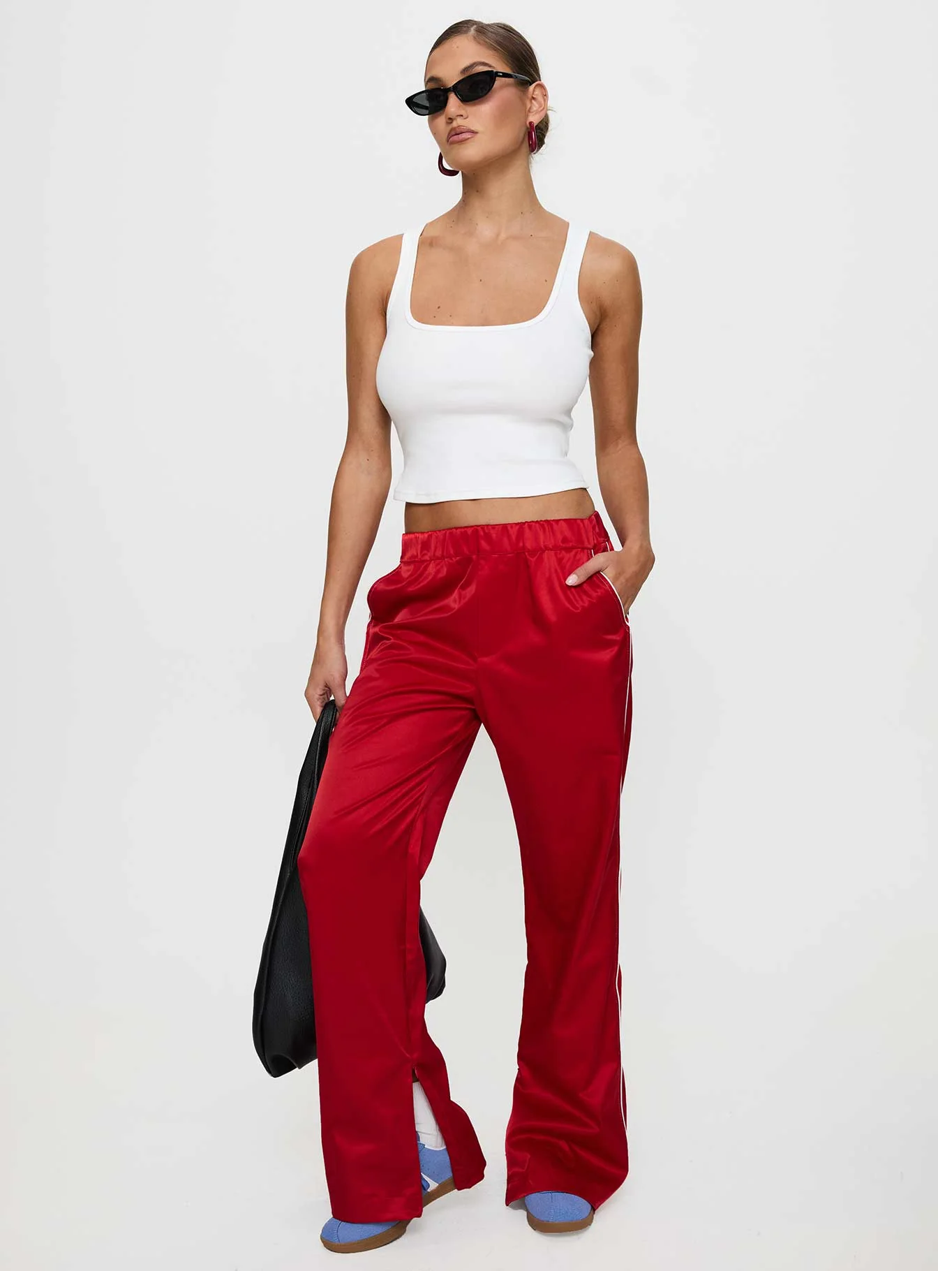 Travalta Satin Track Pant Red - Image 3