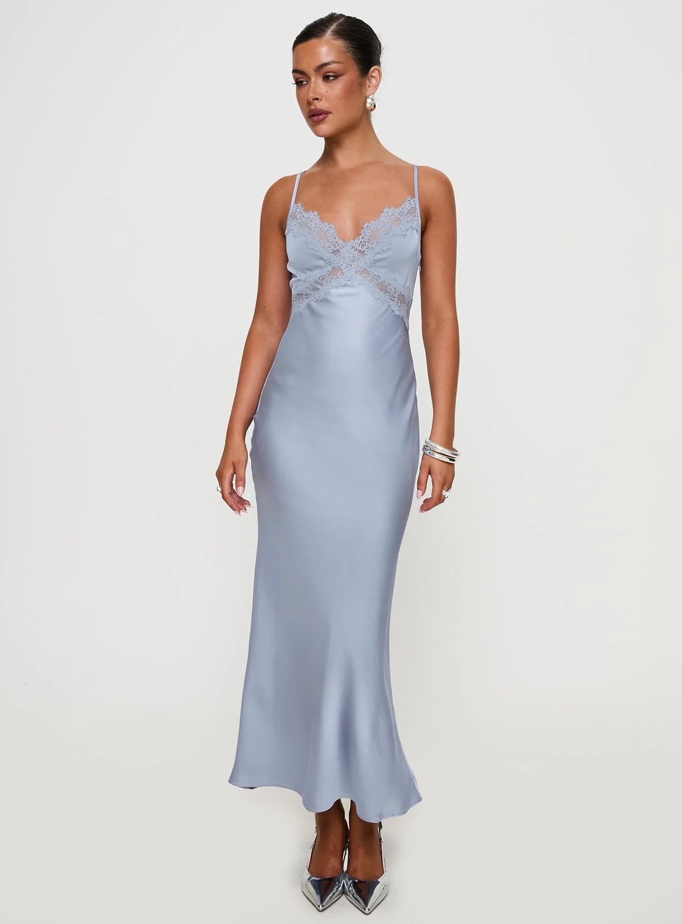 Treasure Bias Cut Maxi Dress Blue - Image 3