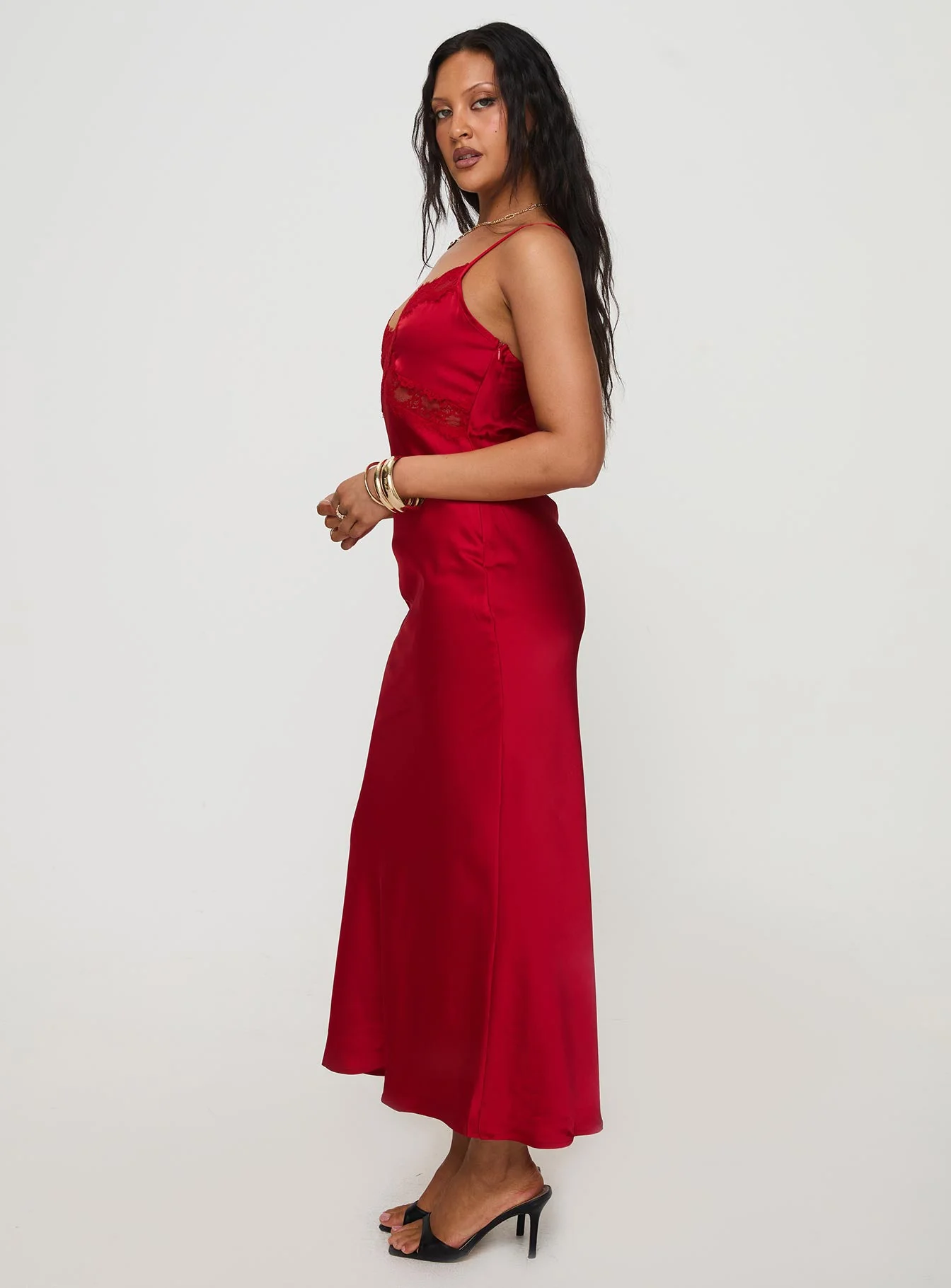 Treasure Bias Cut Maxi Dress Red - Image 3