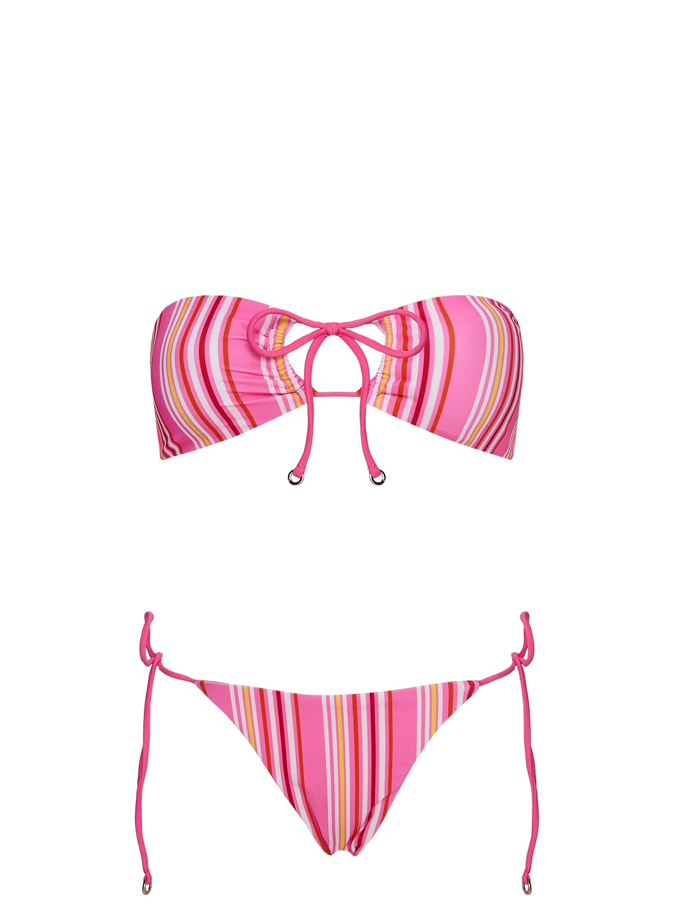 Tropical Vibes Bandeau Bikini Top Pink Stripe - Image 5