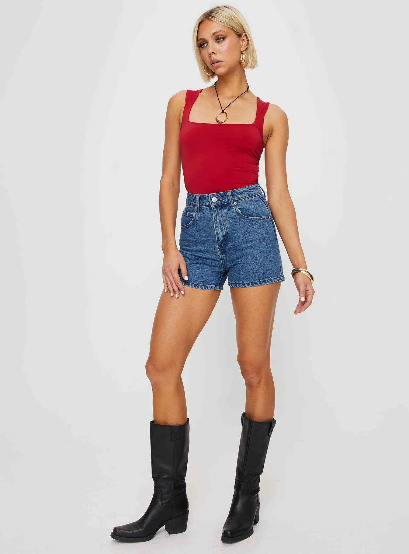 Tropicana Denim Shorts Mid Wash Tall - Image 3