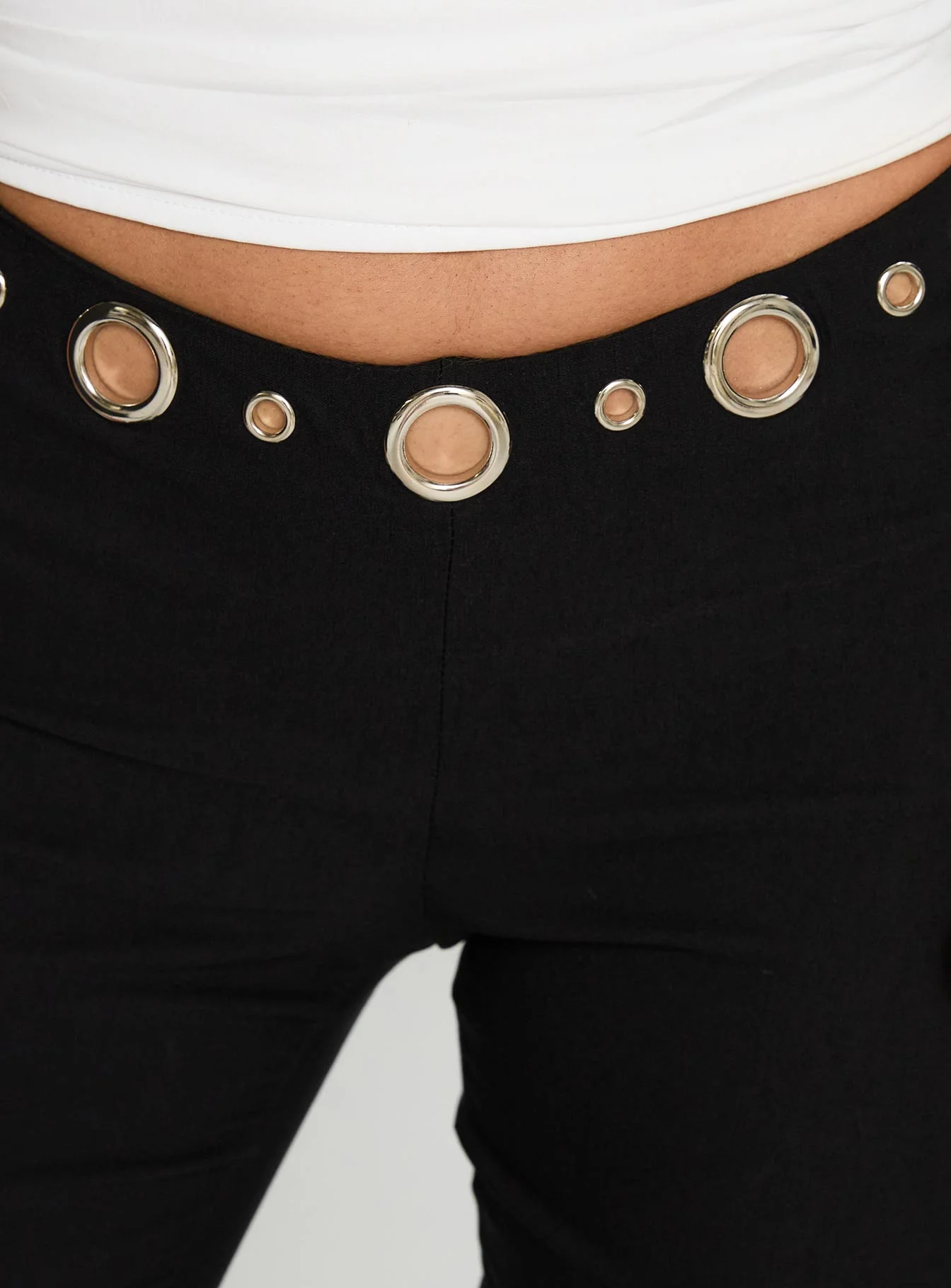 True Grit Eyelet Flare Pants Black - Image 6