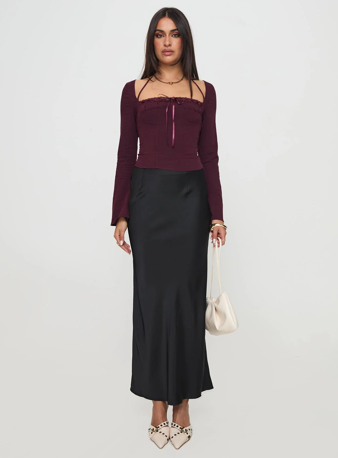 Trynia Long Sleeve Top Burgundy - Image 7