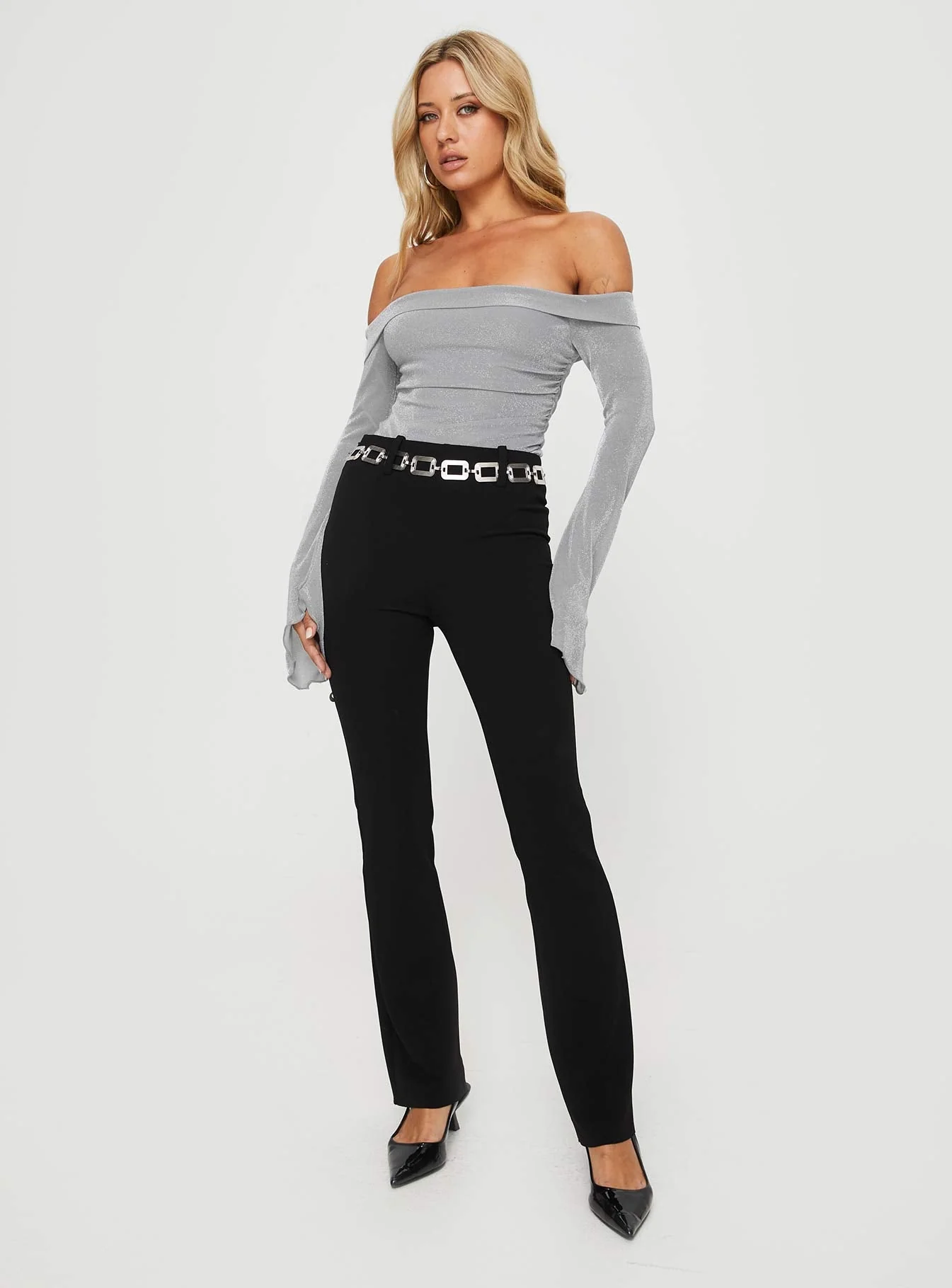 Tullo Off The Shoulder Bodysuit Grey - Image 2
