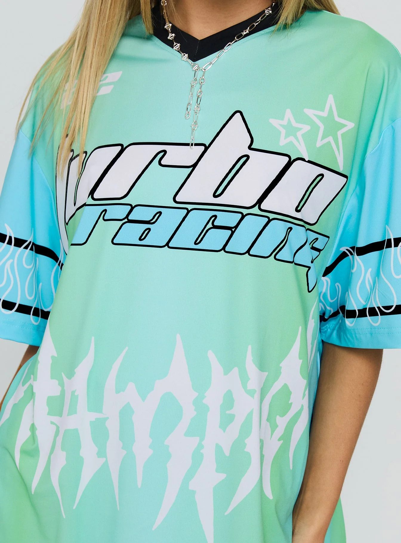Turbo Champion Moto Jersey Top Blue / Green - Image 5