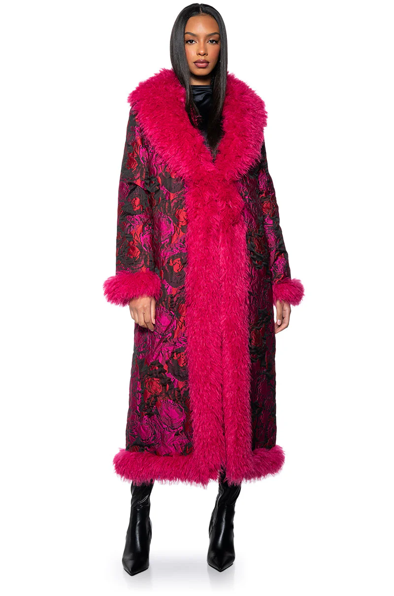 BROCADE PENNY LANE COAT WITH FAUX FUR - Image 2