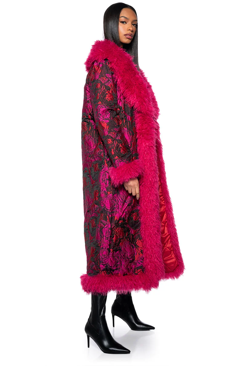 BROCADE PENNY LANE COAT WITH FAUX FUR - Image 3