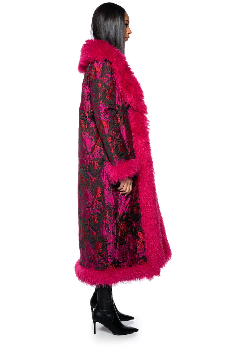 BROCADE PENNY LANE COAT WITH FAUX FUR - Image 4