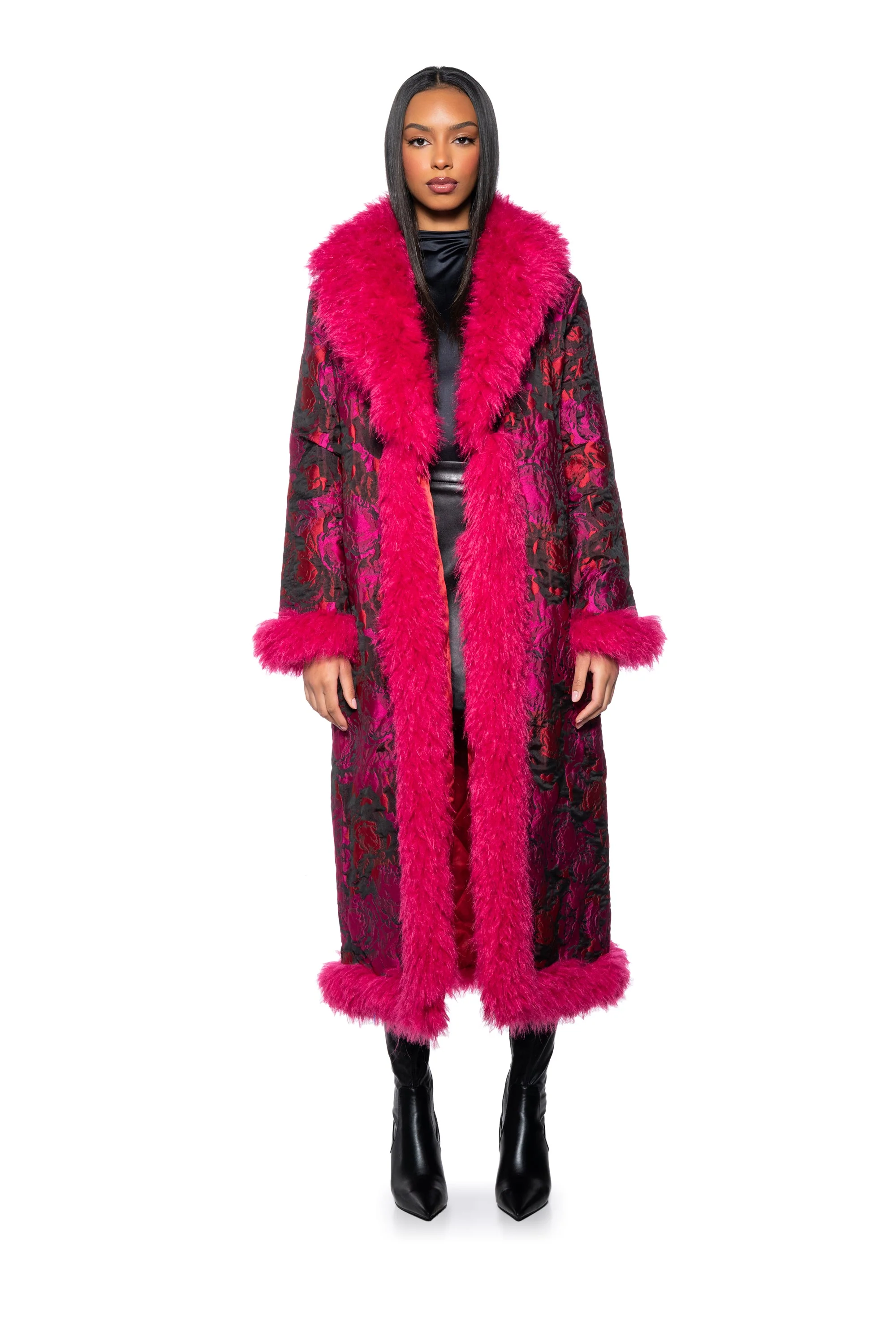 BROCADE PENNY LANE COAT WITH FAUX FUR - Image 6