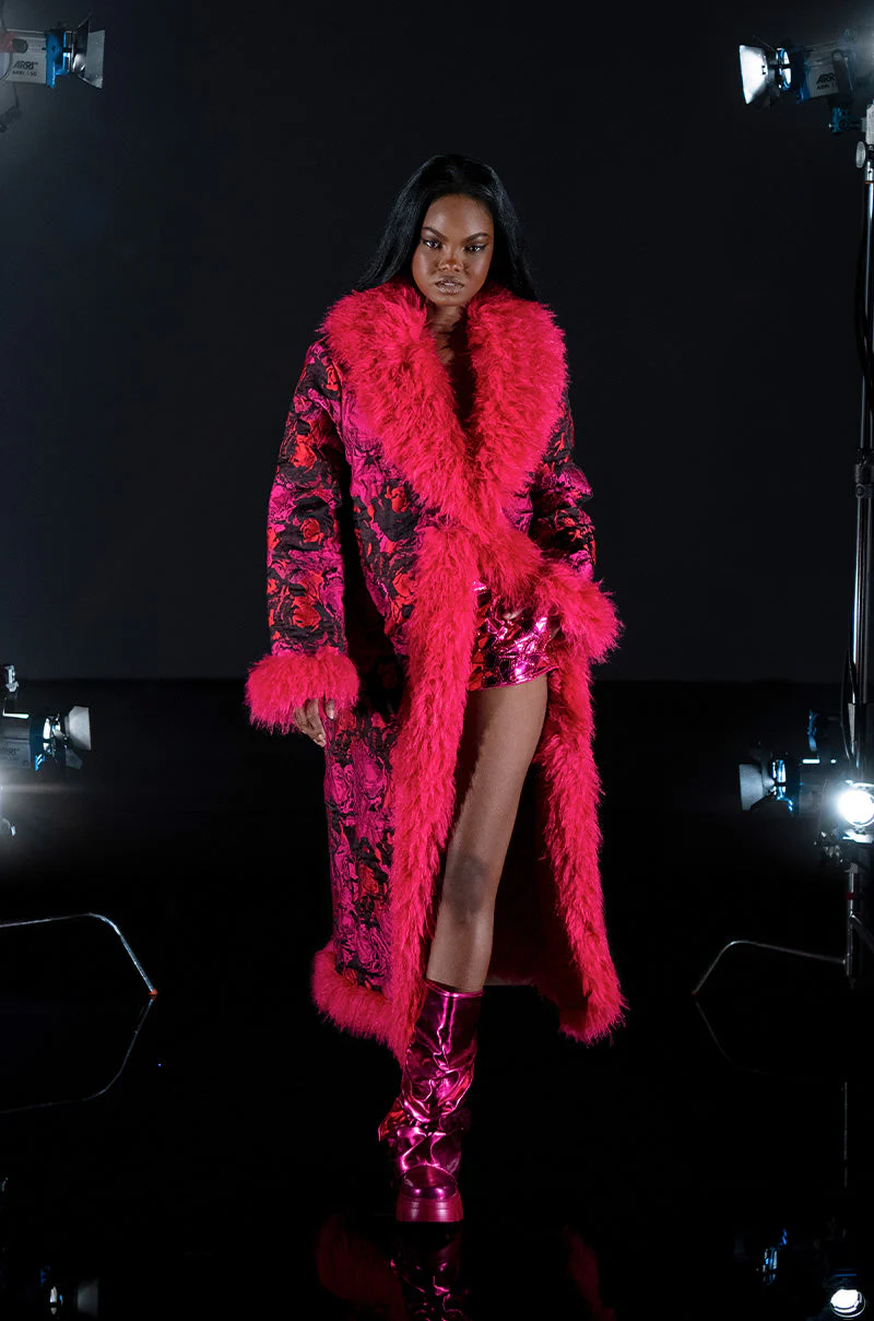 BROCADE PENNY LANE COAT WITH FAUX FUR - Image 8