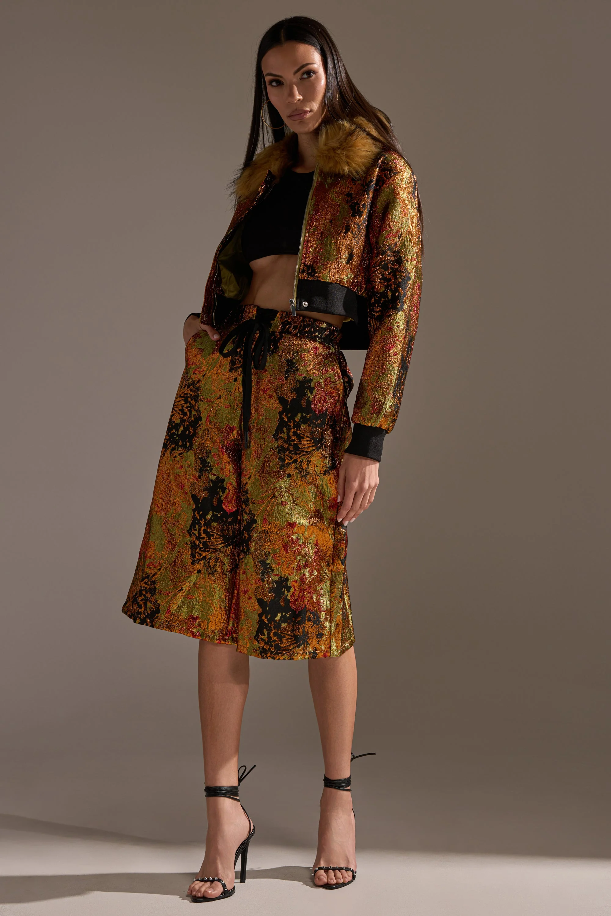 TWIN FLAME BROCADE BERMUDA SHORTS - Image 6