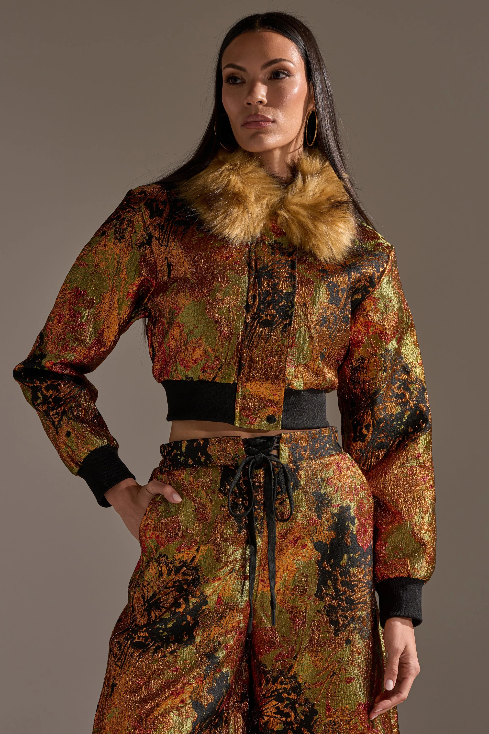 TWIN FLAME BROCADE BOMBER