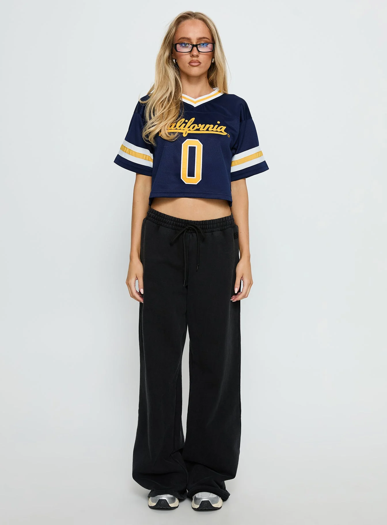 UC Berkeley Cropped Football Jersey Tee Blue - Image 7