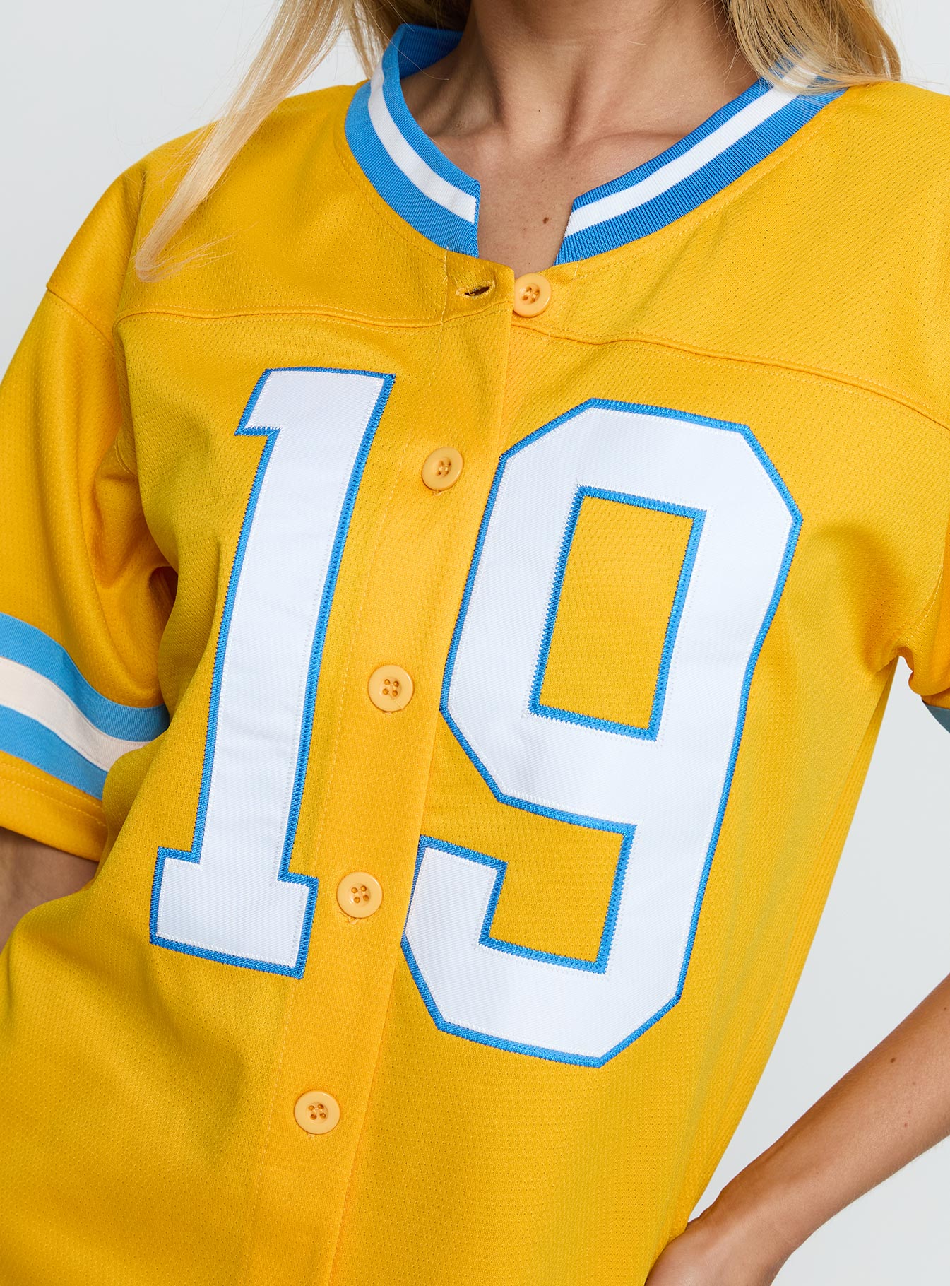 UCLA Football Button Down Jersey Gold - Image 6