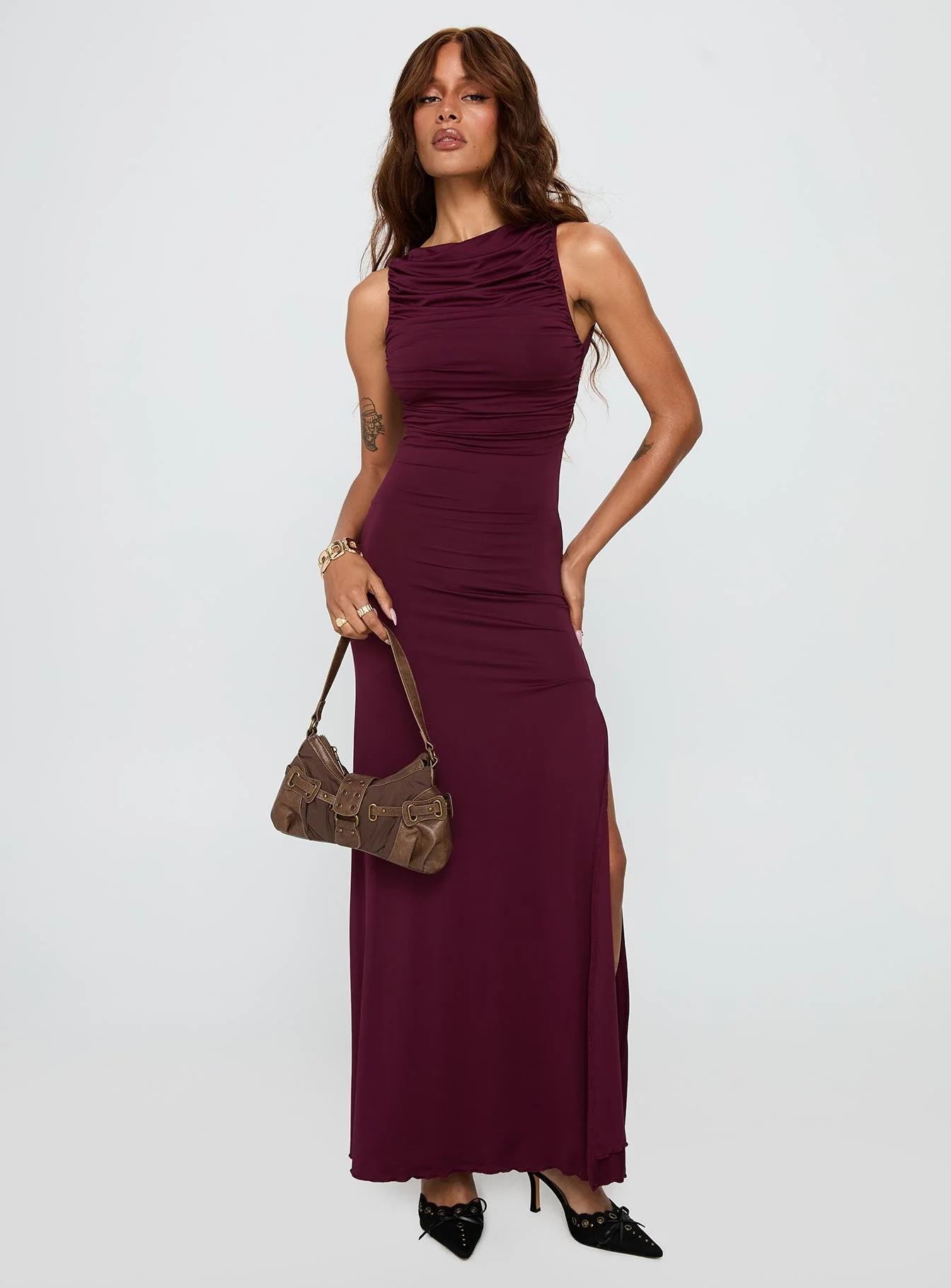 Undeniable Cut Out Maxi Dress Plum - Image 3