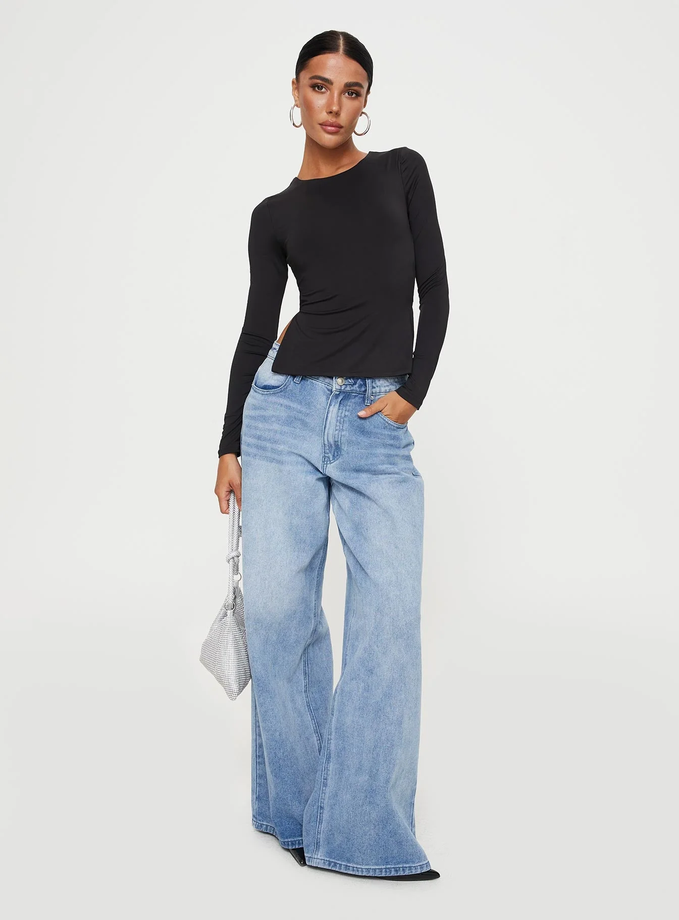 Uzo Long Sleeve Top Black - Image 3