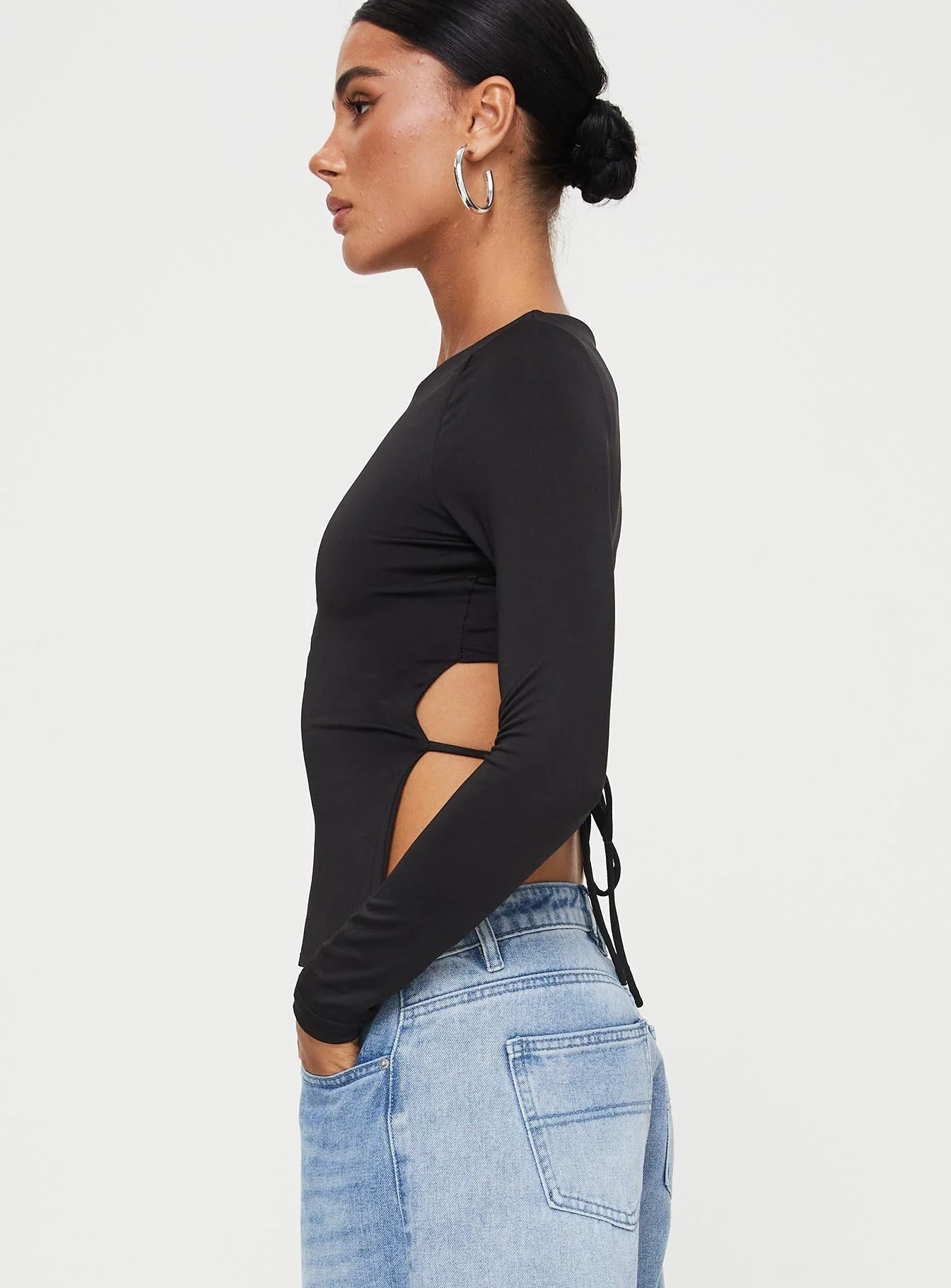 Uzo Long Sleeve Top Black - Image 4