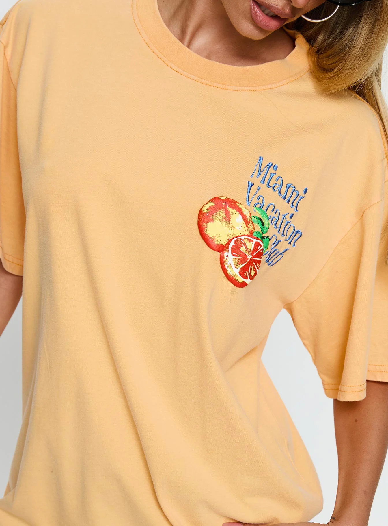 Miami Vacation Club Oversized Graphic Top Orange - Image 6