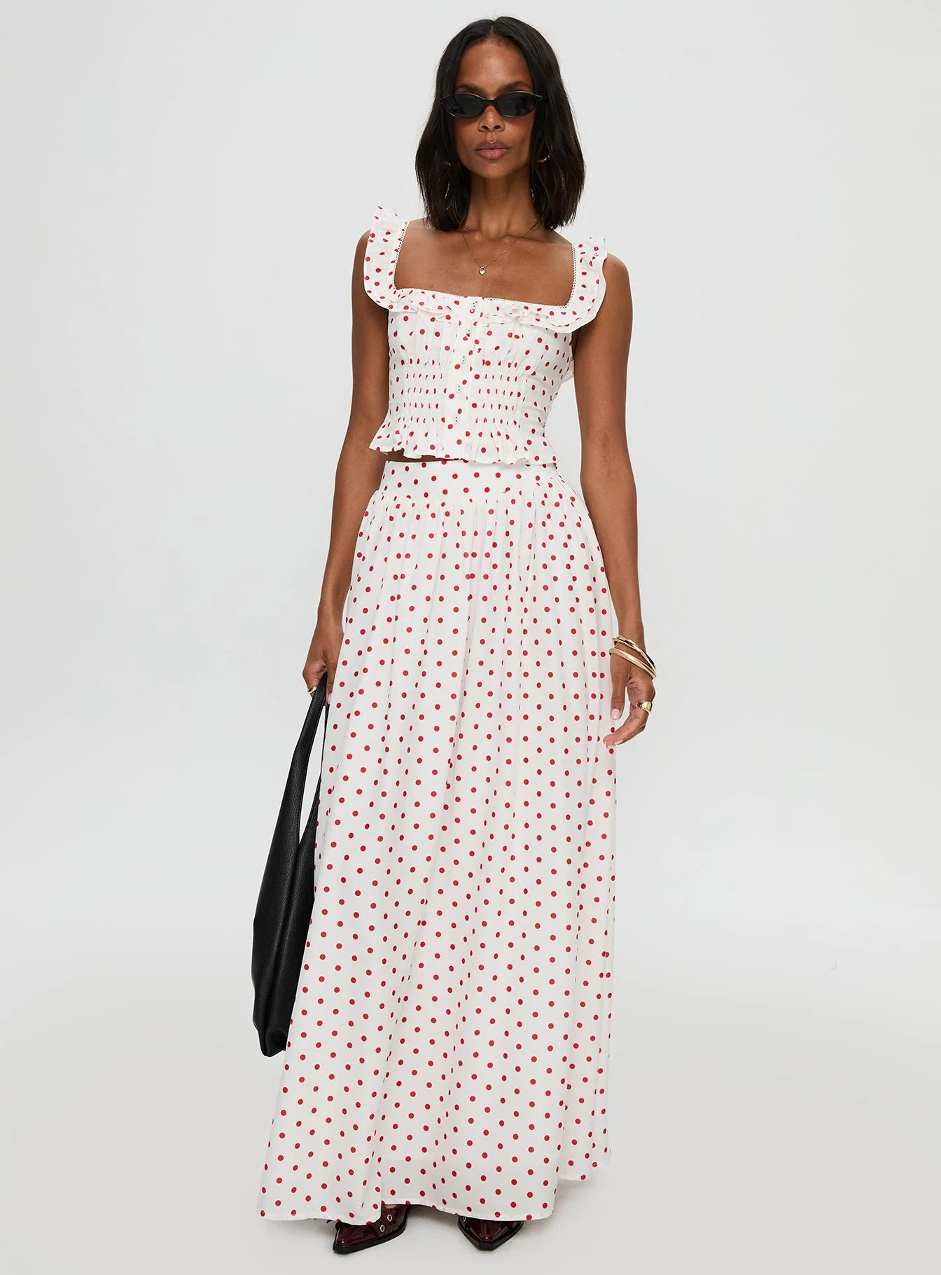 Valerio Maxi Skirt White / Red - Image 3