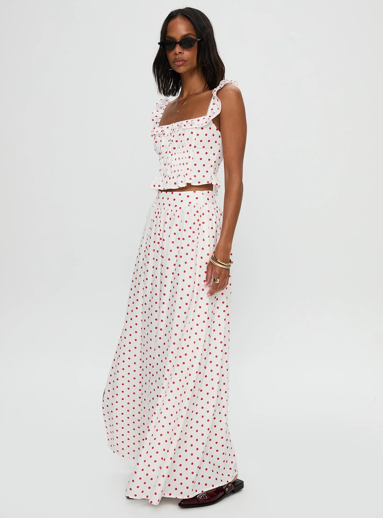 Valerio Maxi Skirt White / Red - Image 4
